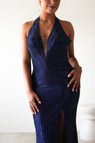 Adeline Rhinestone Halterneck Gown | Navy | Debs & Prom | Formal Gown | Oh Hello Clothing