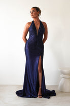 Adeline Rhinestone Halterneck Gown | Navy | Debs & Prom | Formal Gown | Oh Hello Clothing