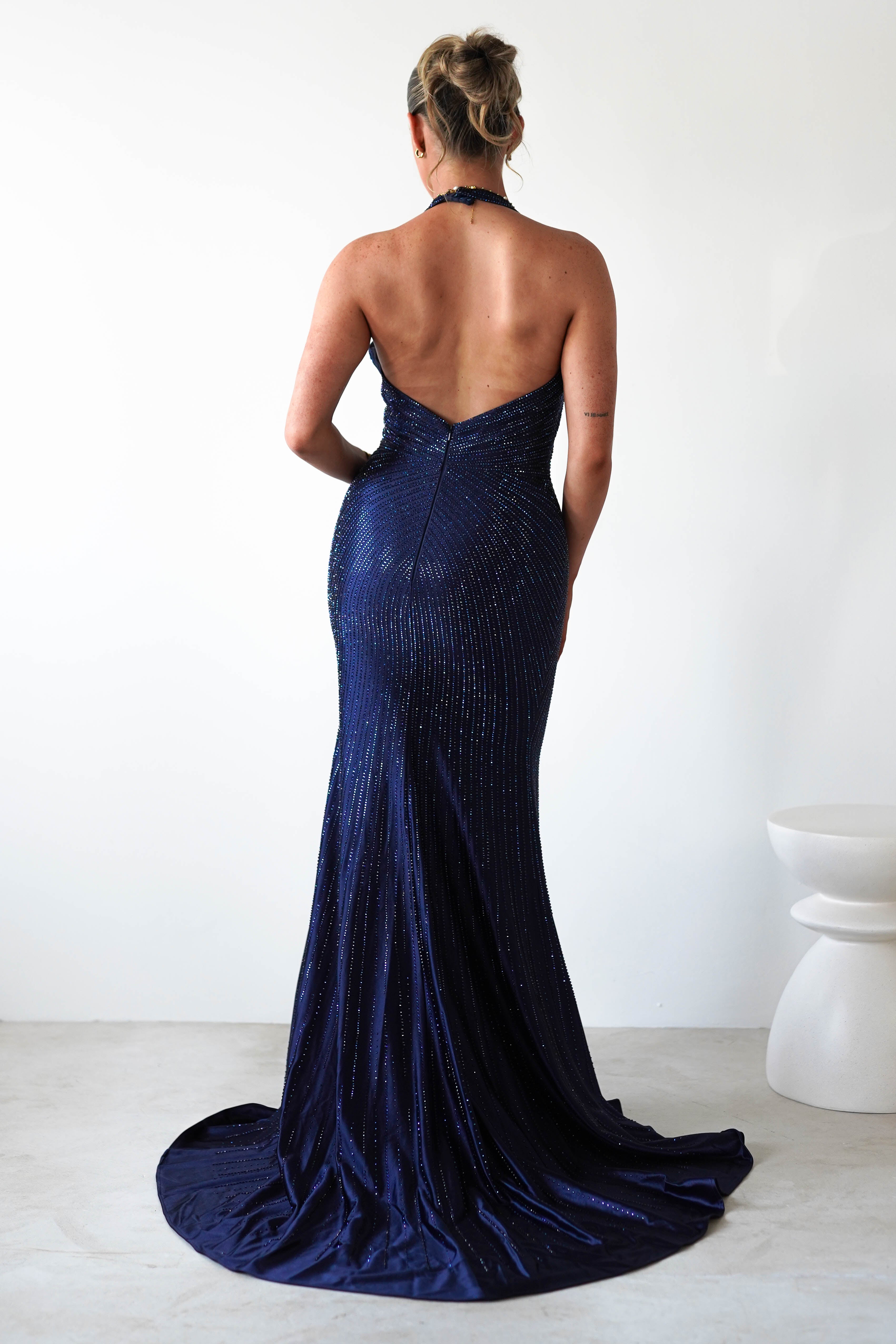 Adeline Rhinestone Halterneck Gown | Navy | Debs & Prom | Formal Gown | Oh Hello Clothing