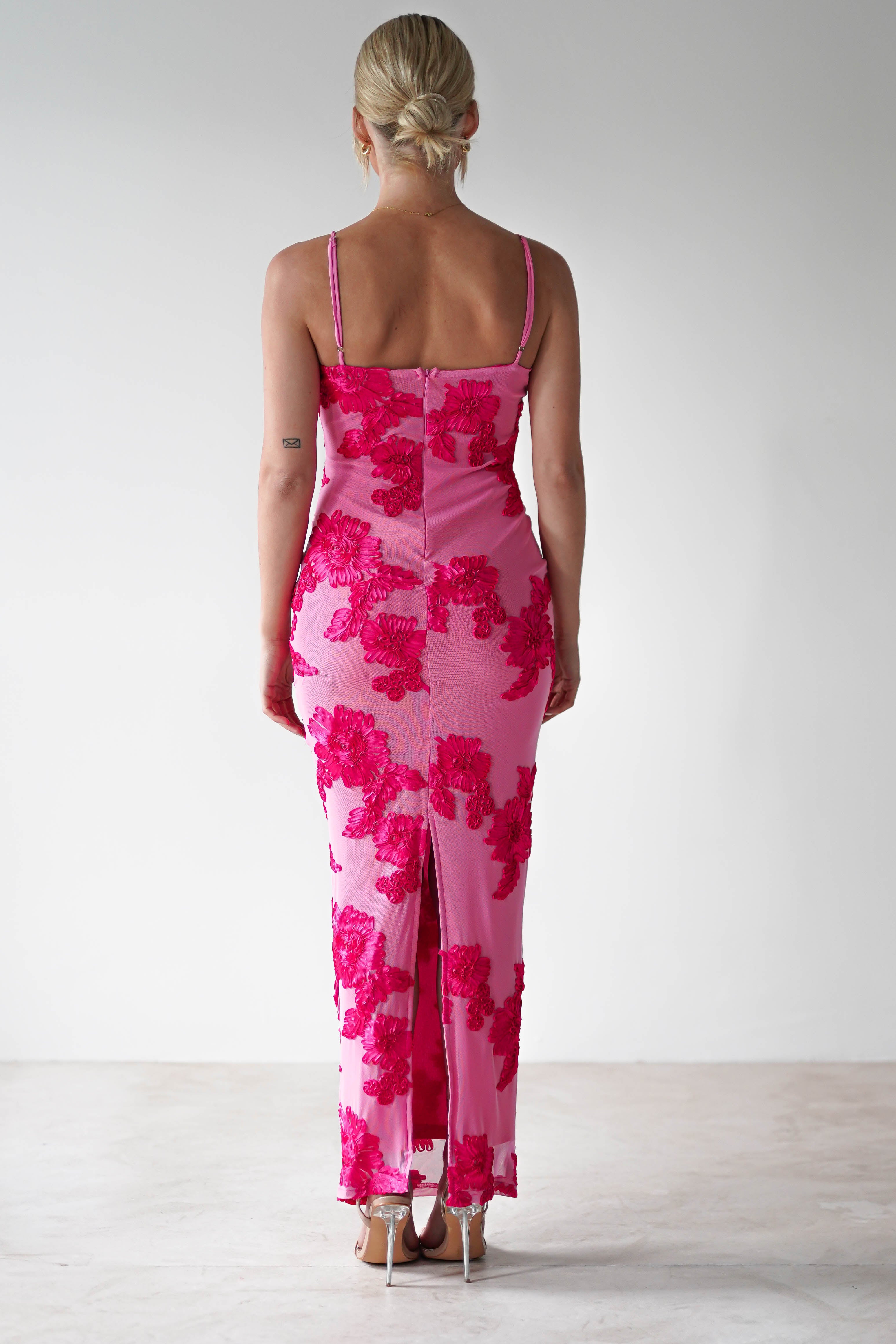 Adora Floral Mesh Maxi Dress Pink | Wedding Guest Dress | Maxi | Mesh | Oh Hello Clothing