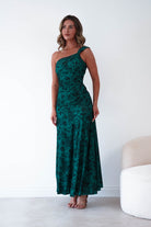 Oh Hello Clothing Women > Clothing > Dresses 1*DONE-ALBARAN- ALL ONE SIZE-Emerald Floral Ruched Maxi Skirt