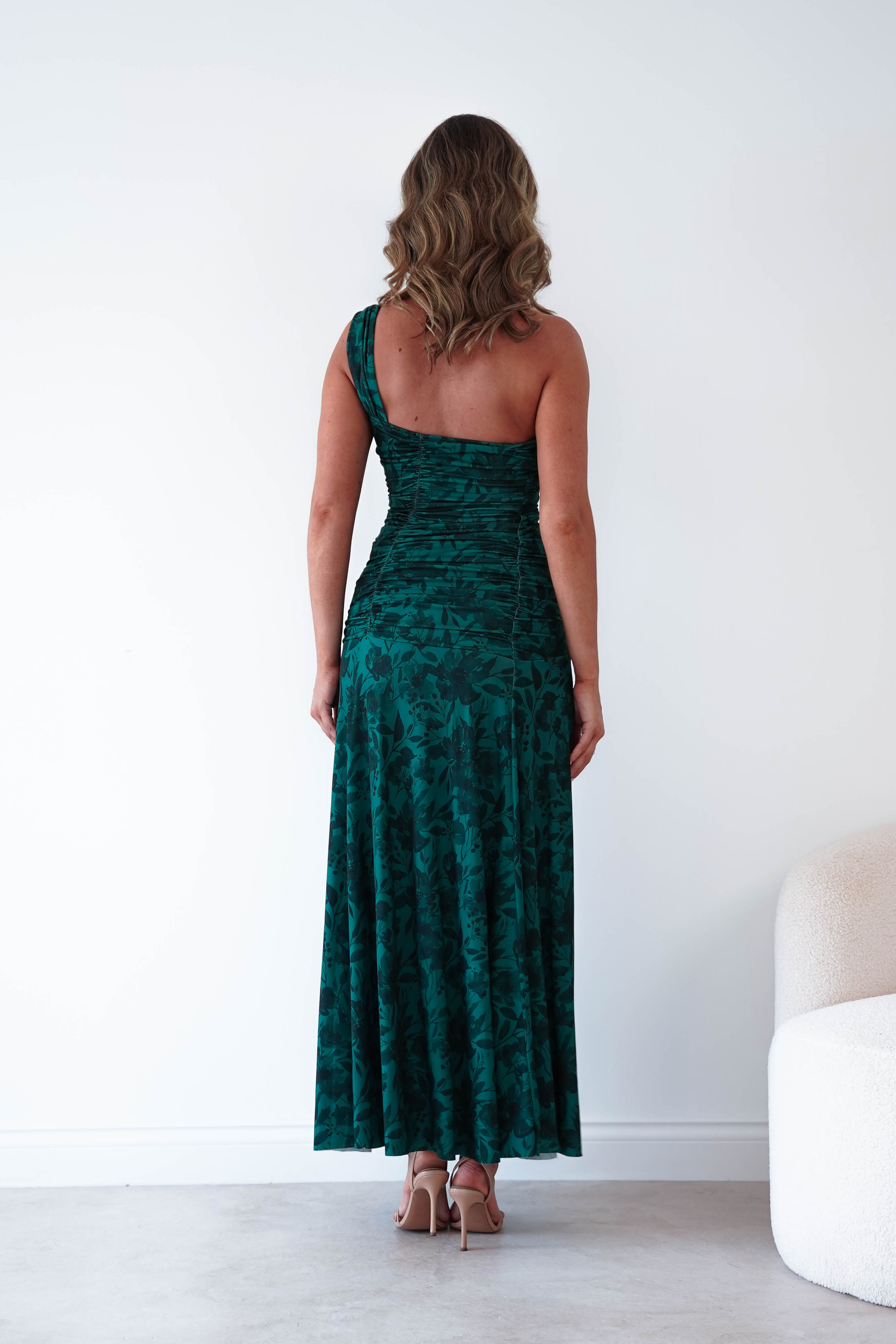 Oh Hello Clothing Women > Clothing > Dresses 1*DONE-ALBARAN- ALL ONE SIZE-Emerald Floral Ruched Maxi Skirt