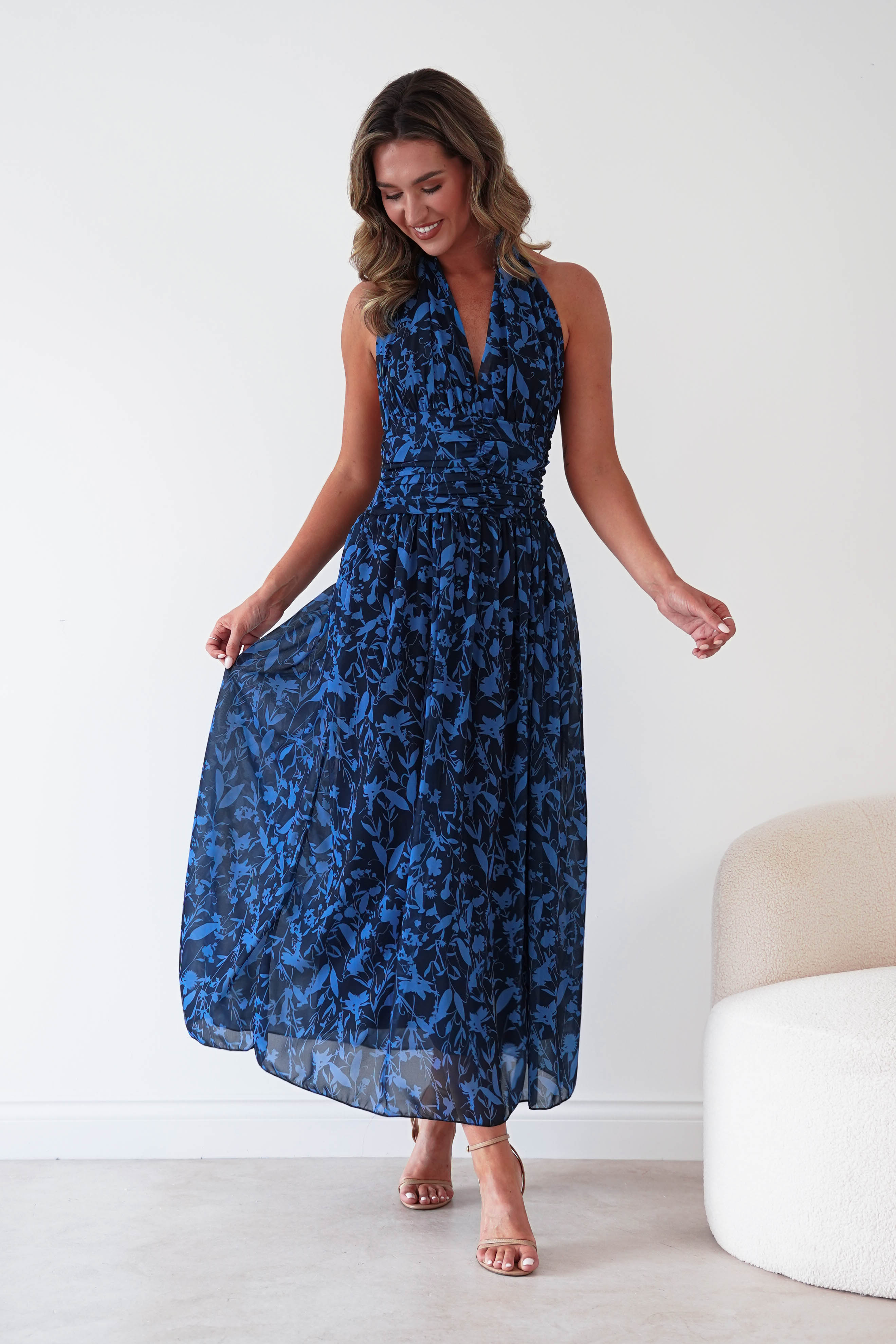 Oh Hello Clothing Women > Clothing > Dresses 1*DONE-ALBARAN- ALL ONE SIZE-Navy halter neck dress