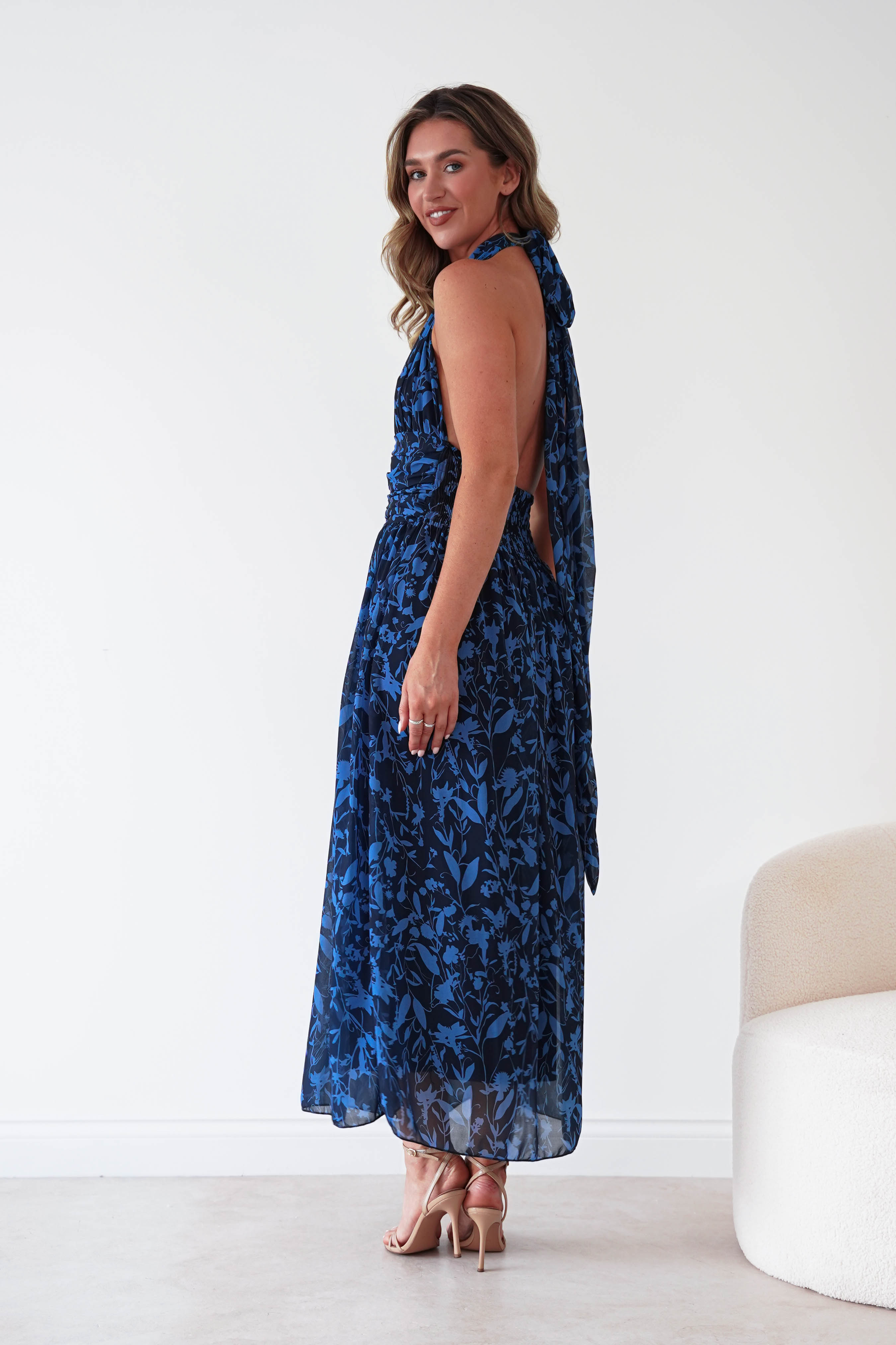 Oh Hello Clothing Women > Clothing > Dresses 1*DONE-ALBARAN- ALL ONE SIZE-Navy halter neck dress