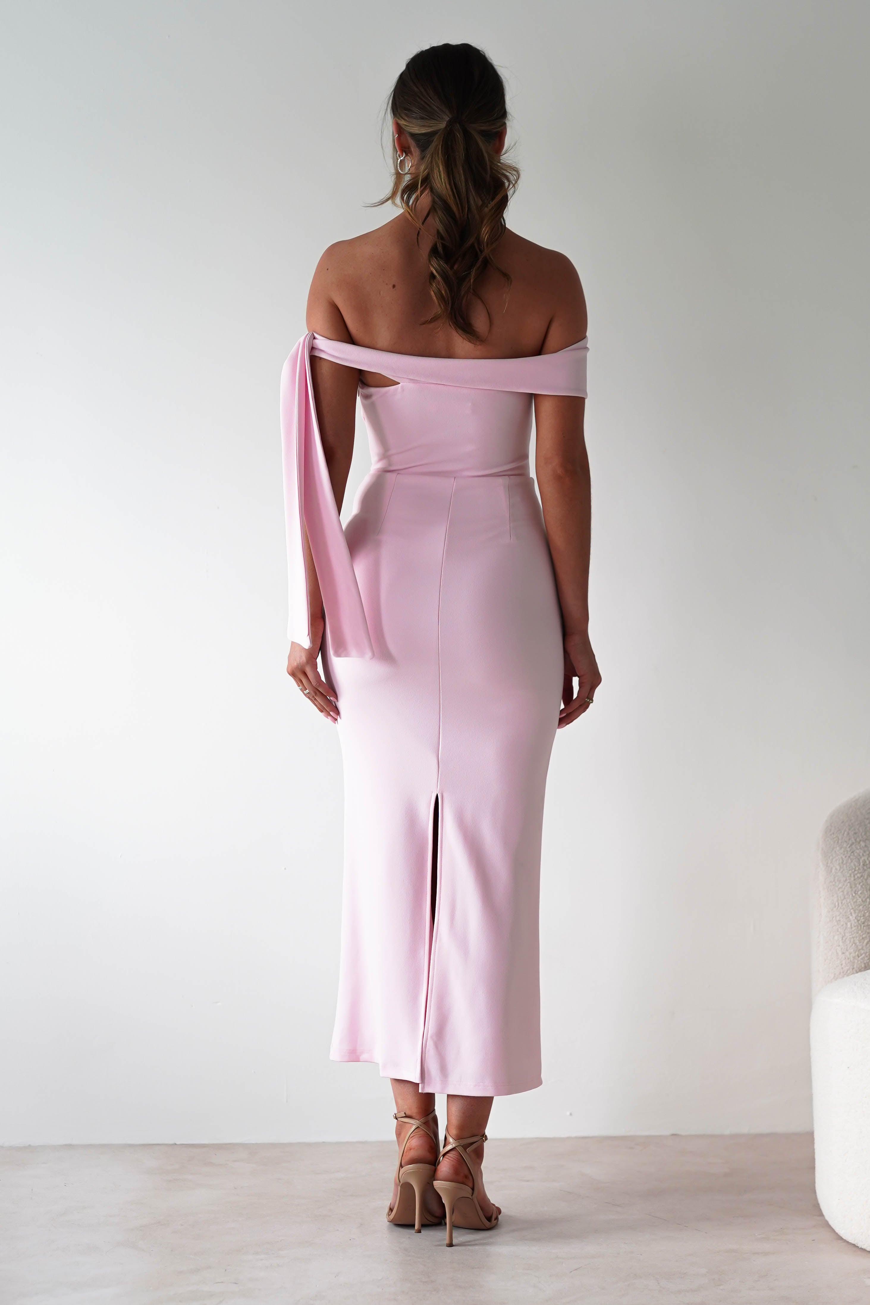 Amalthea Off the Shoulder Midaxi Pink | Wedding Guest Dress | Off Shoulder | Oh Hello Clothing