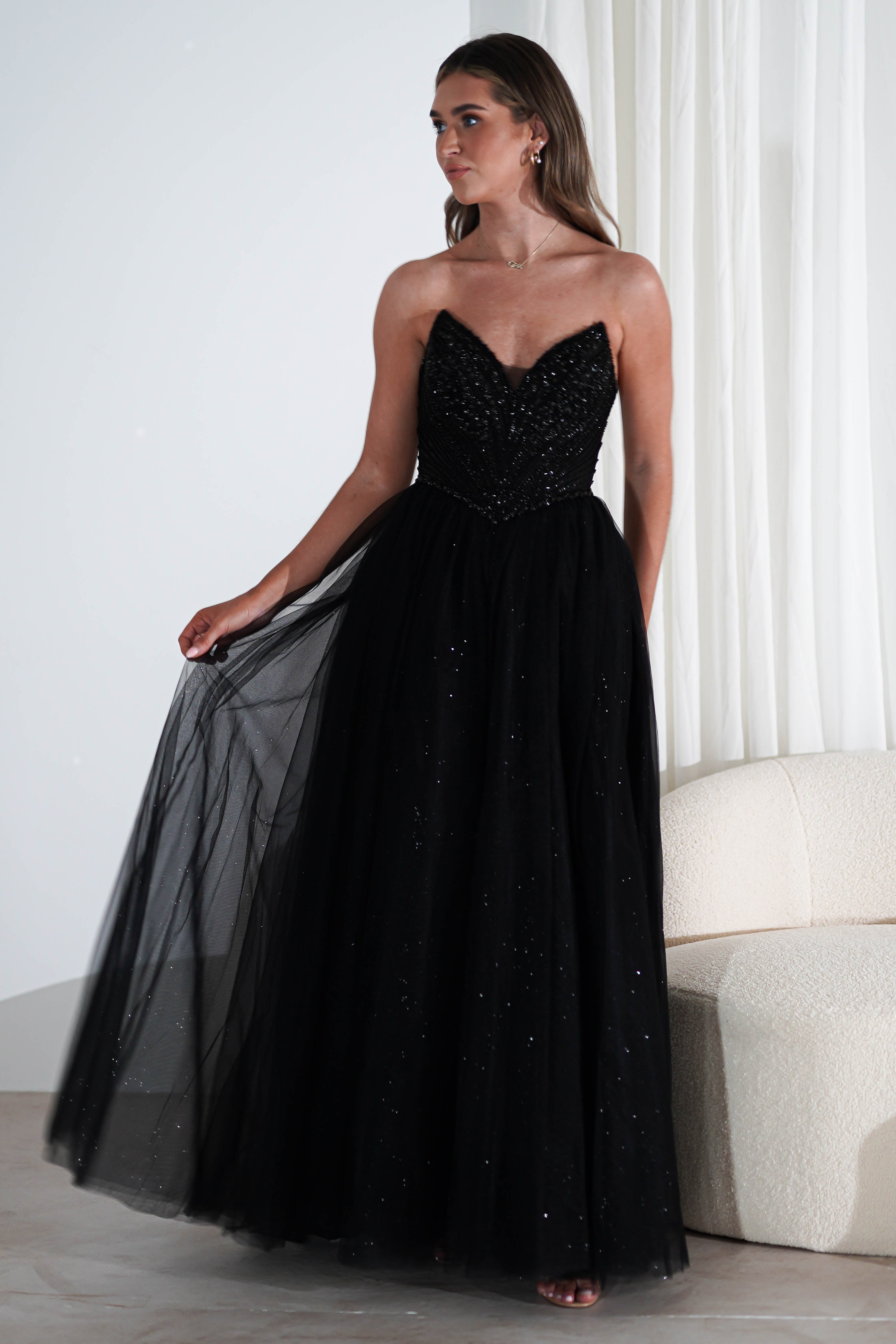 Priscilla Princess Glitter Gown | Black | Debs & Prom | Formal Gown | Oh Hello Clothing