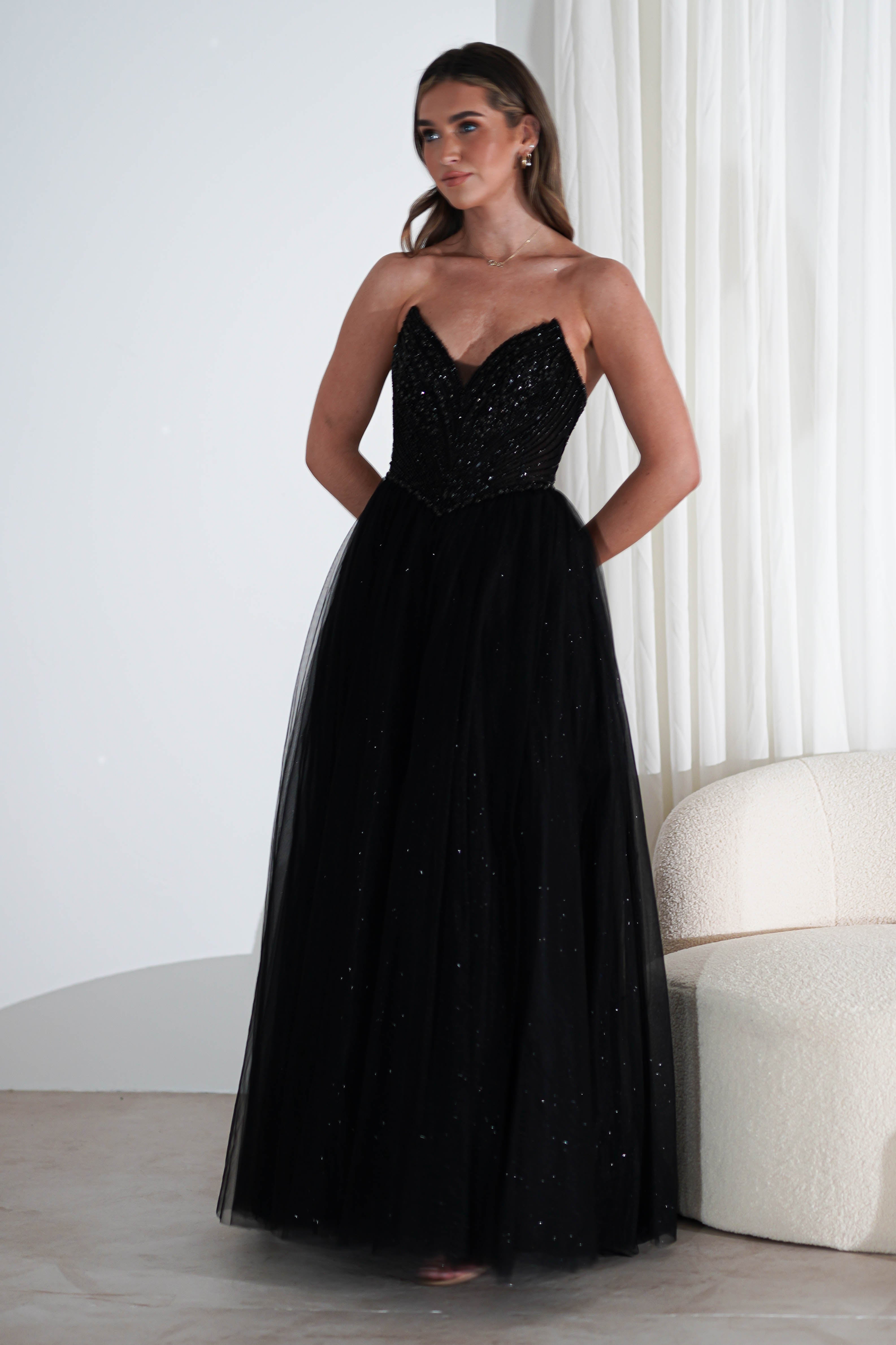 Priscilla Princess Glitter Gown | Black | Debs & Prom | Formal Gown | Oh Hello Clothing