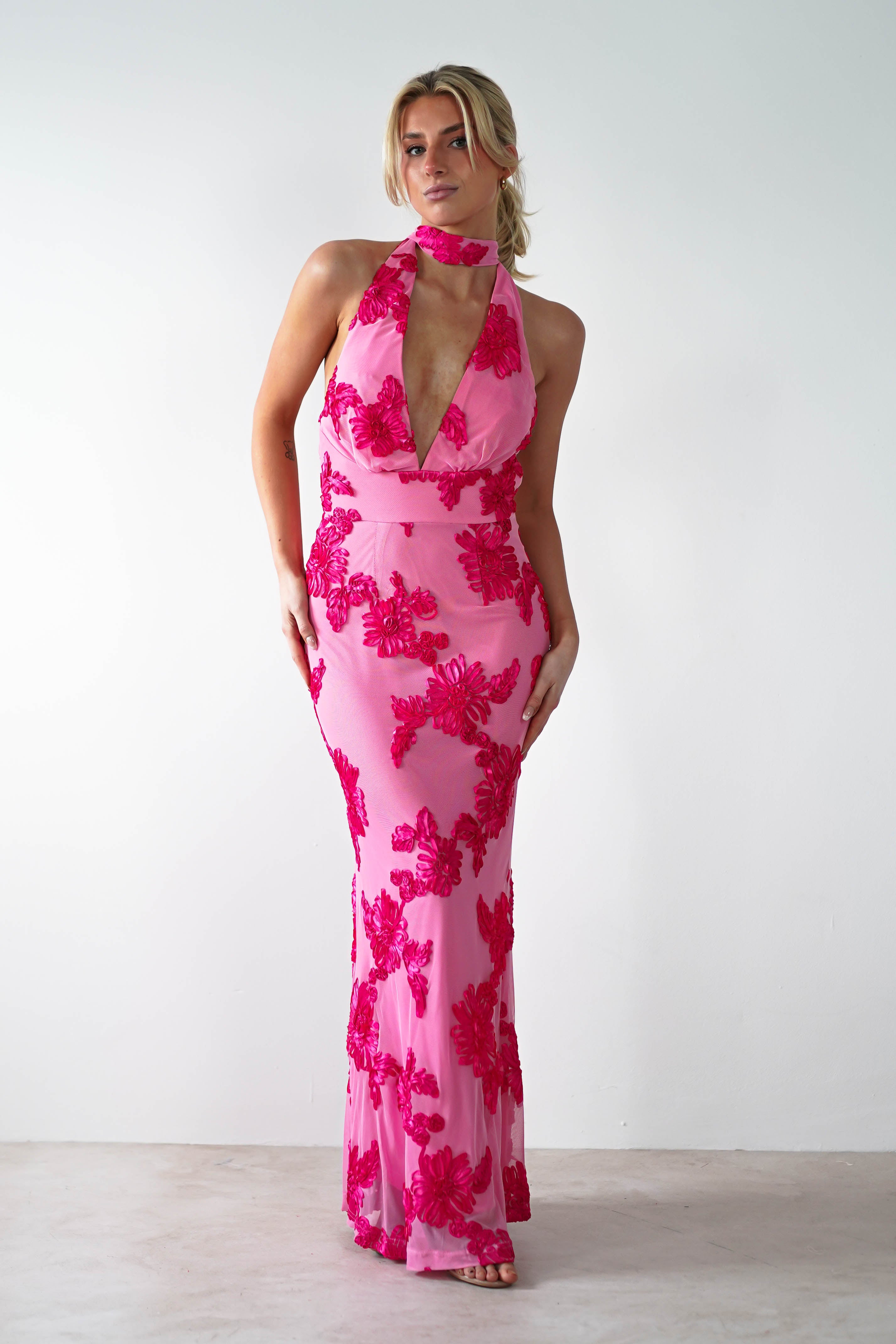 Halsey Tie Back Maxi Dress Pink Print | Wedding Guest Dress | Maxi | Oh Hello Clothing
