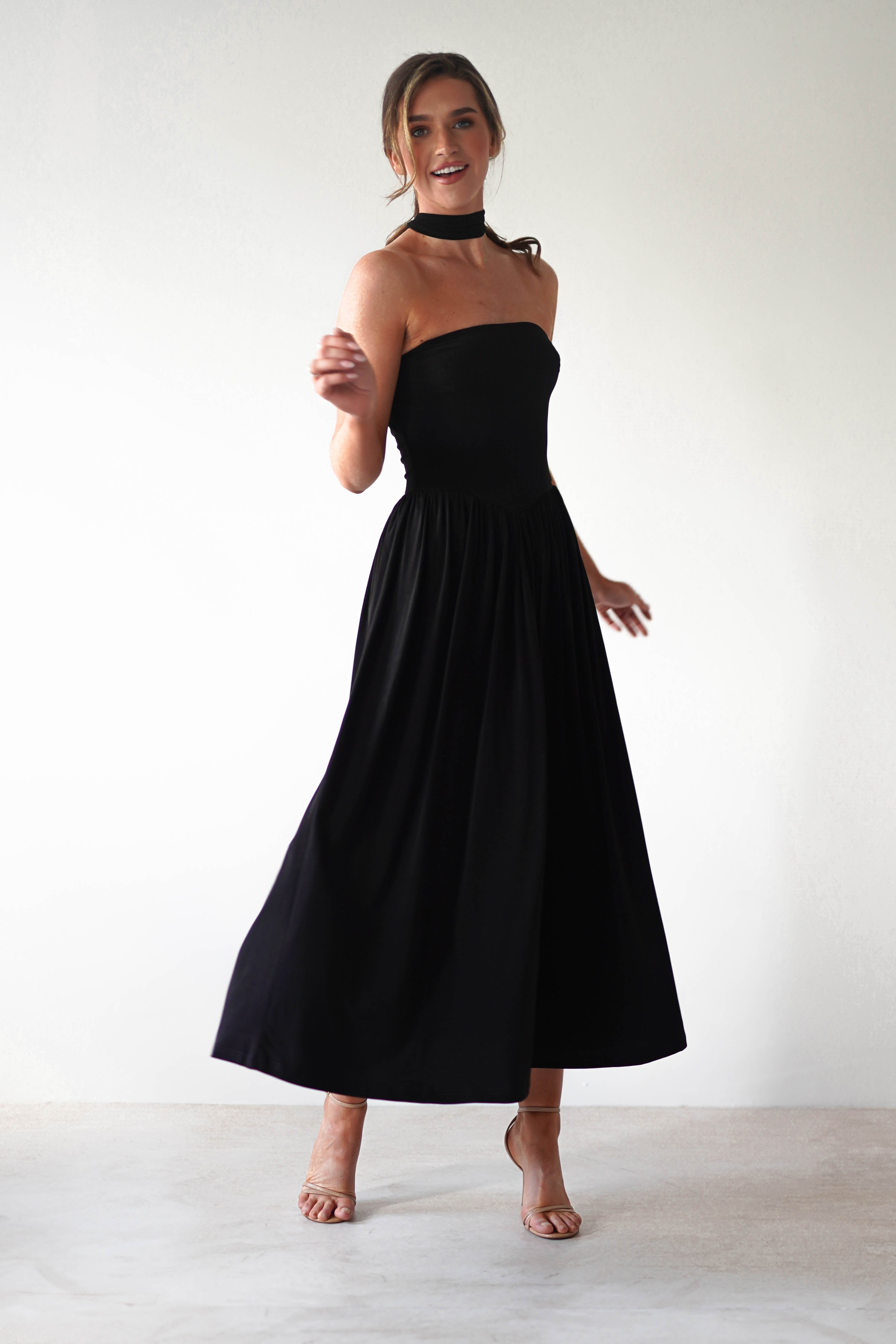 Portugal Midaxi Dress Black | Wedding Guest Dress | Oh Hello Clothing
