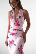Emmaline Floral Bodycon Maxi Dress Pink | Wedding Guest Dress | Bodycon | Maxi | Oh Hello Clothing