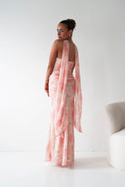 Oh Hello Clothing Women > Clothing > Dresses 1*DONE-BR0534J01-Floral Draped Strapless Maxi Dress with Scarf