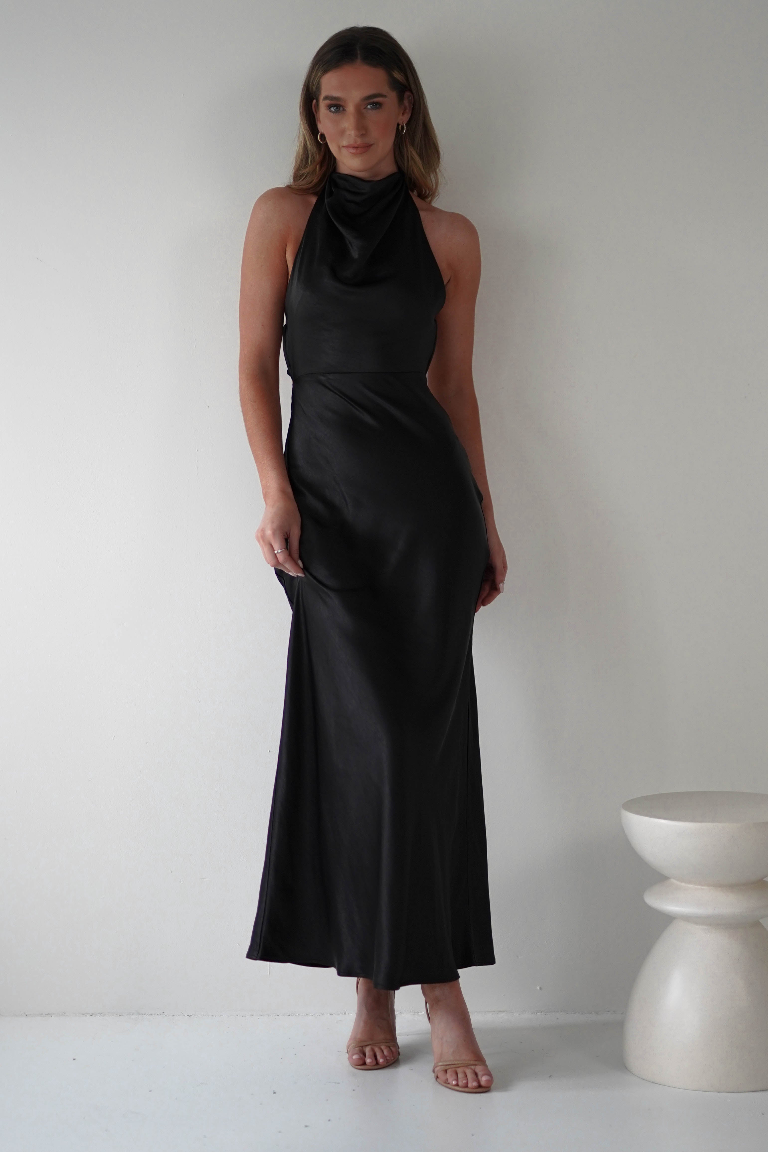 Capriana Pearl Back Maxi Dress Black | Wedding Guest Dress | Maxi | Oh Hello Clothing