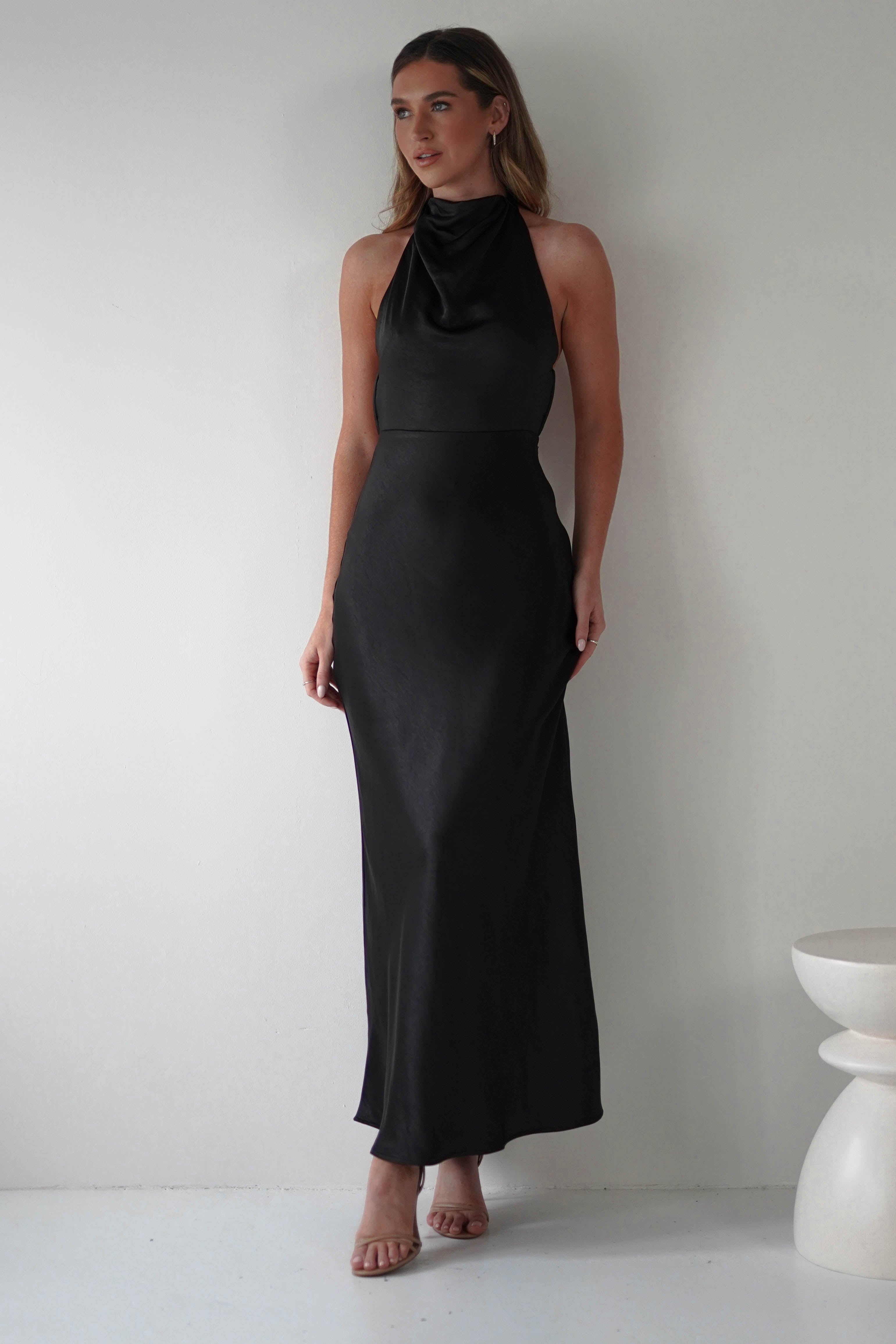 Capriana Pearl Back Maxi Dress Black | Wedding Guest Dress | Maxi | Oh Hello Clothing