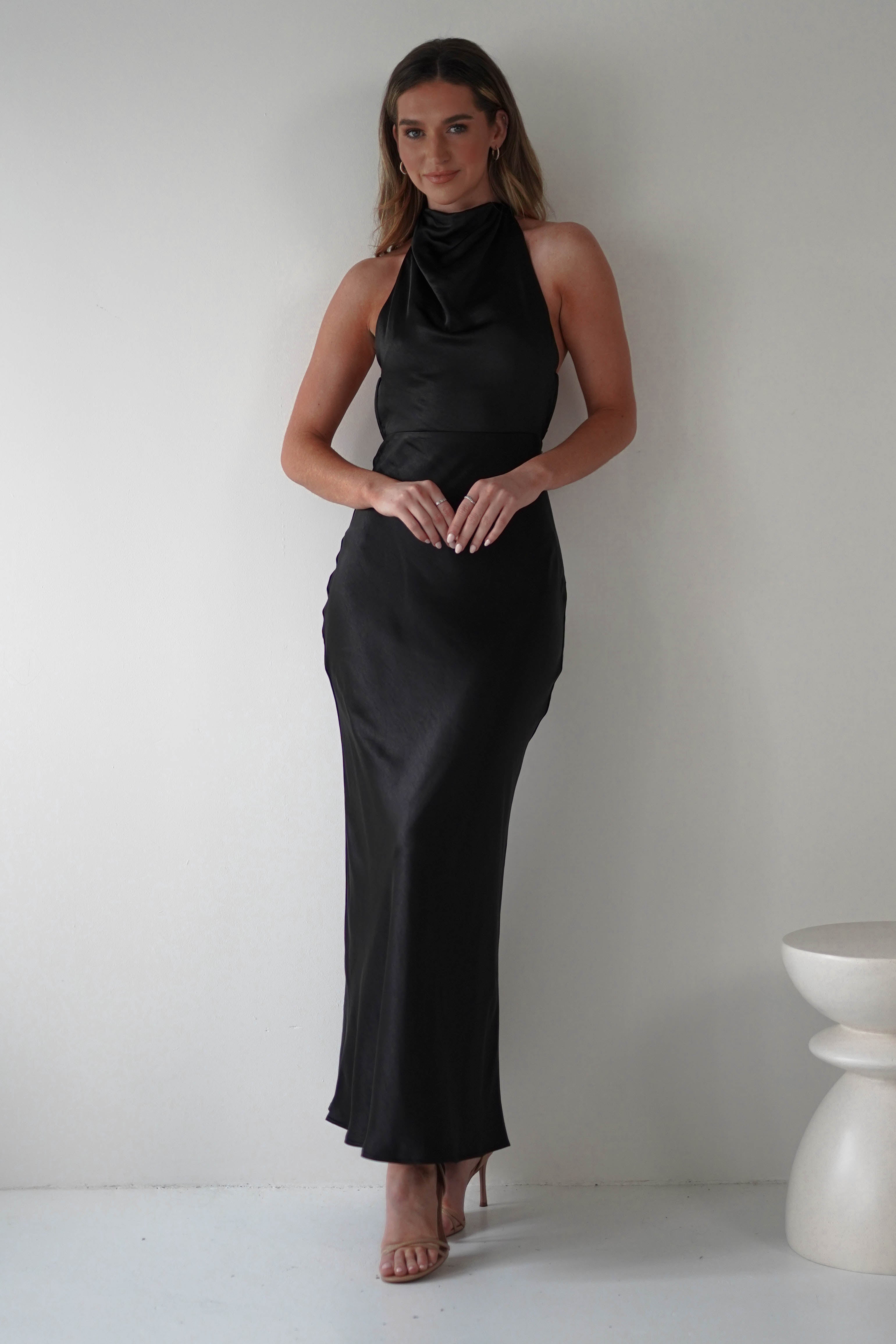Capriana Pearl Back Maxi Dress Black | Wedding Guest Dress | Maxi | Oh Hello Clothing