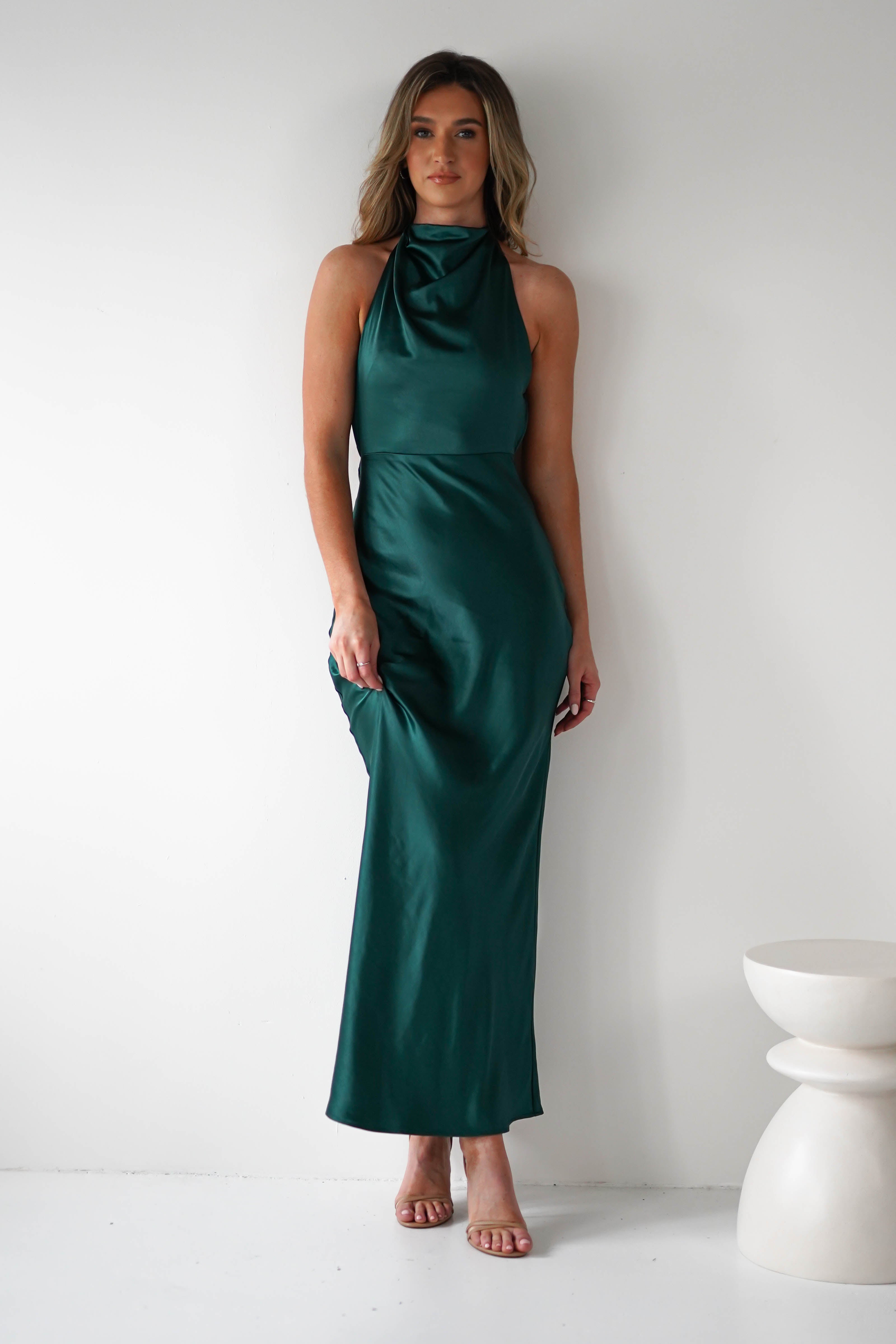 Capriana Pearl Back Maxi Dress Emerald | Wedding Guest Dress | Maxi | Oh Hello Clothing