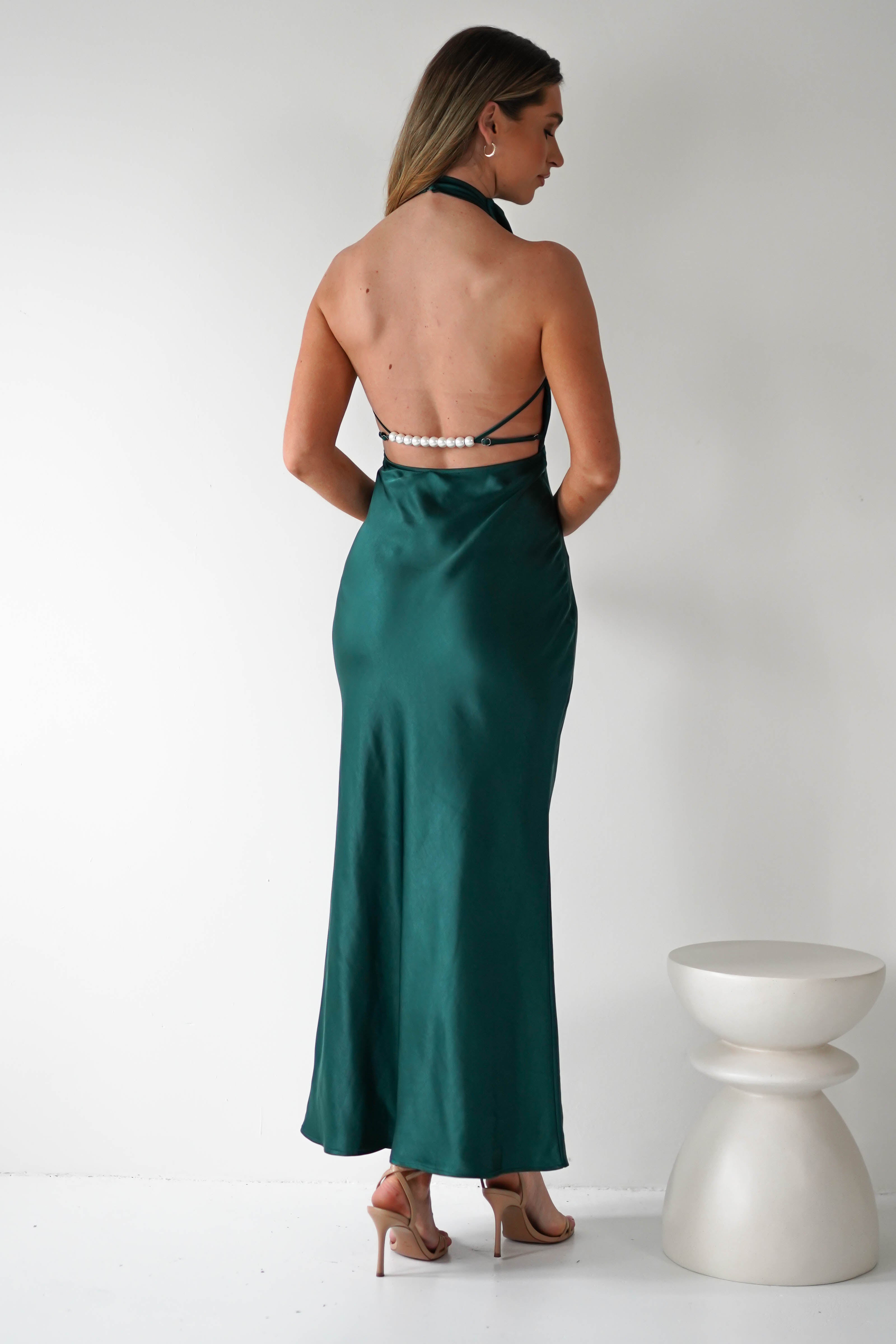 Capriana Pearl Back Maxi Dress Emerald | Wedding Guest Dress | Maxi | Oh Hello Clothing