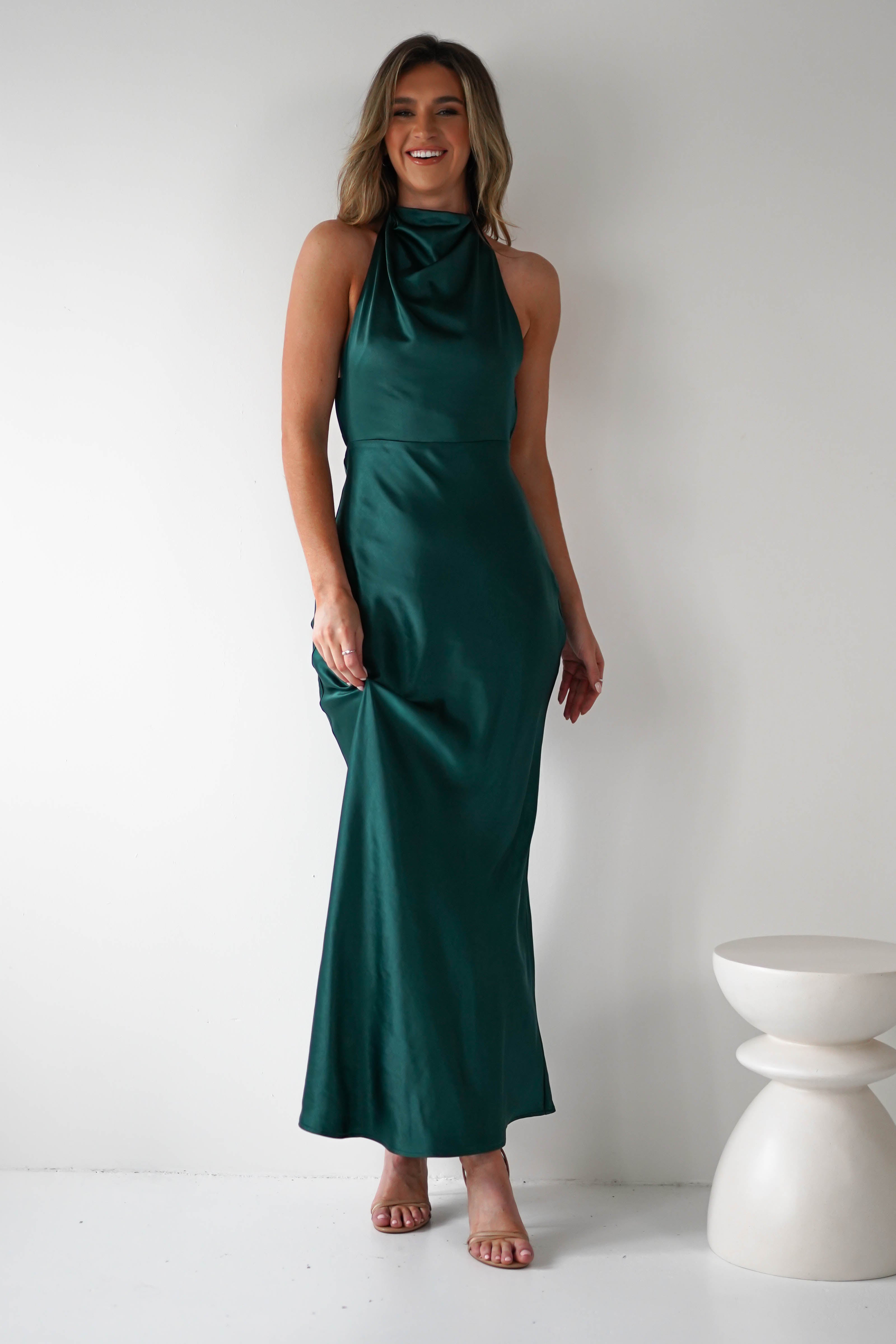 Capriana Pearl Back Maxi Dress Emerald | Wedding Guest Dress | Maxi | Oh Hello Clothing