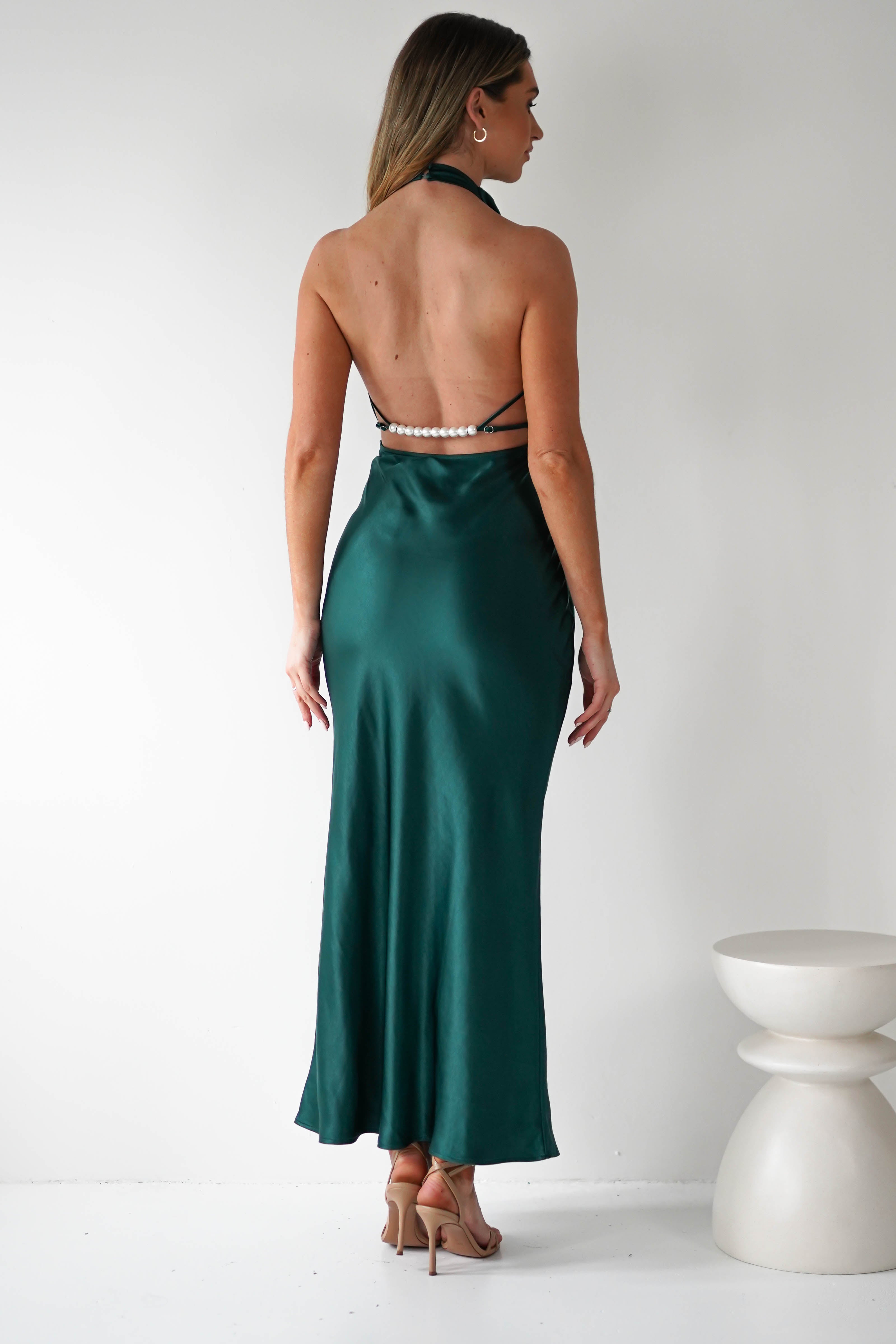 Capriana Pearl Back Maxi Dress Emerald | Wedding Guest Dress | Maxi | Oh Hello Clothing