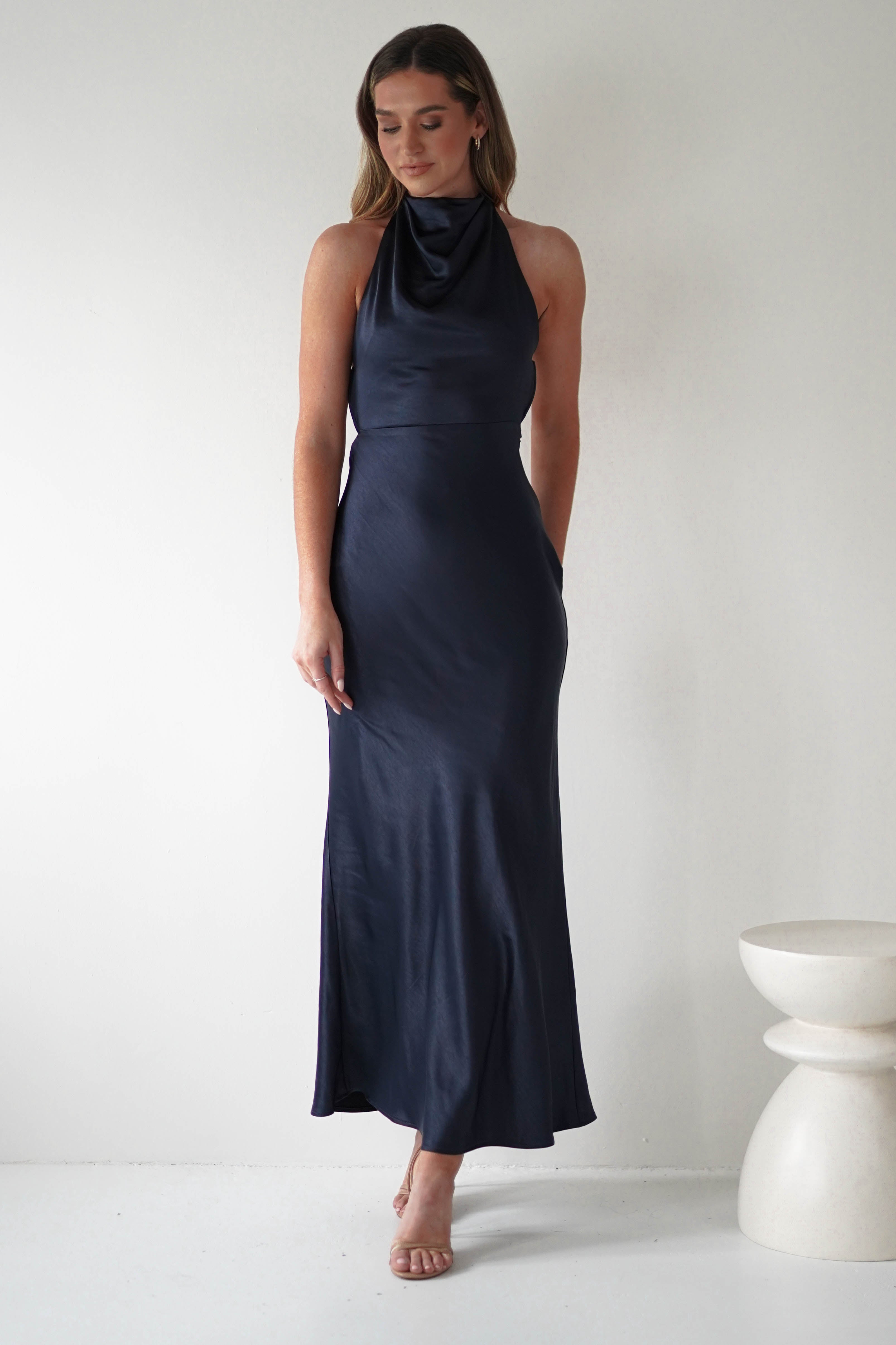 Capriana Pearl Back Maxi Dress Navy | Wedding Guest Dress | Maxi | Oh Hello Clothing