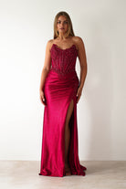 Caspian Embellished Bodycon Gown | Deep Red | Debs & Prom | Formal Gown | Oh Hello Clothing