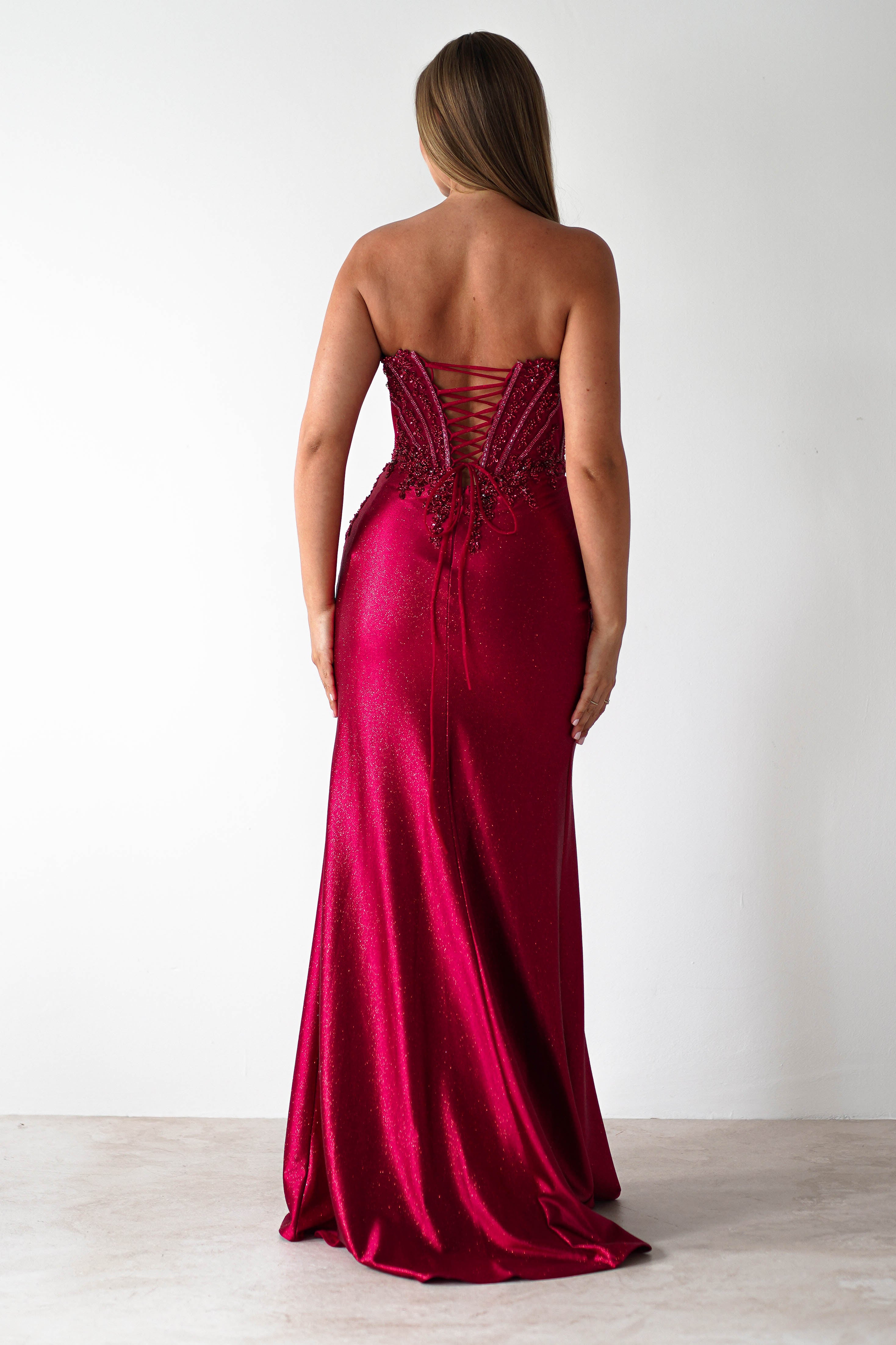 Caspian Embellished Bodycon Gown | Deep Red | Debs & Prom | Formal Gown | Oh Hello Clothing