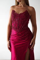 Caspian Embellished Bodycon Gown | Deep Red | Debs & Prom | Formal Gown | Oh Hello Clothing