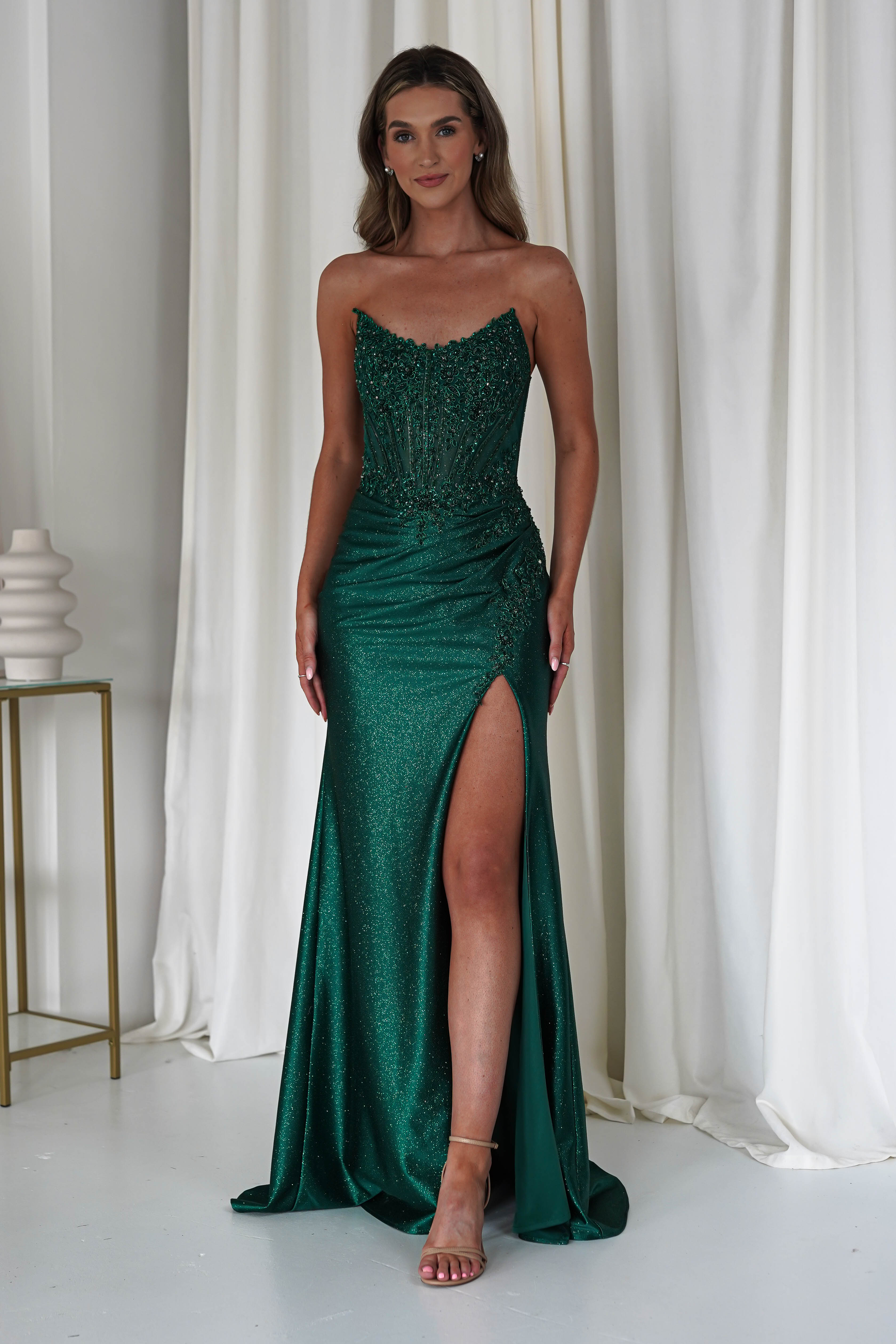 Caspian Embellished Bodycon Gown | Emerald Green | Debs & Prom | Formal Gown | Oh Hello Clothing
