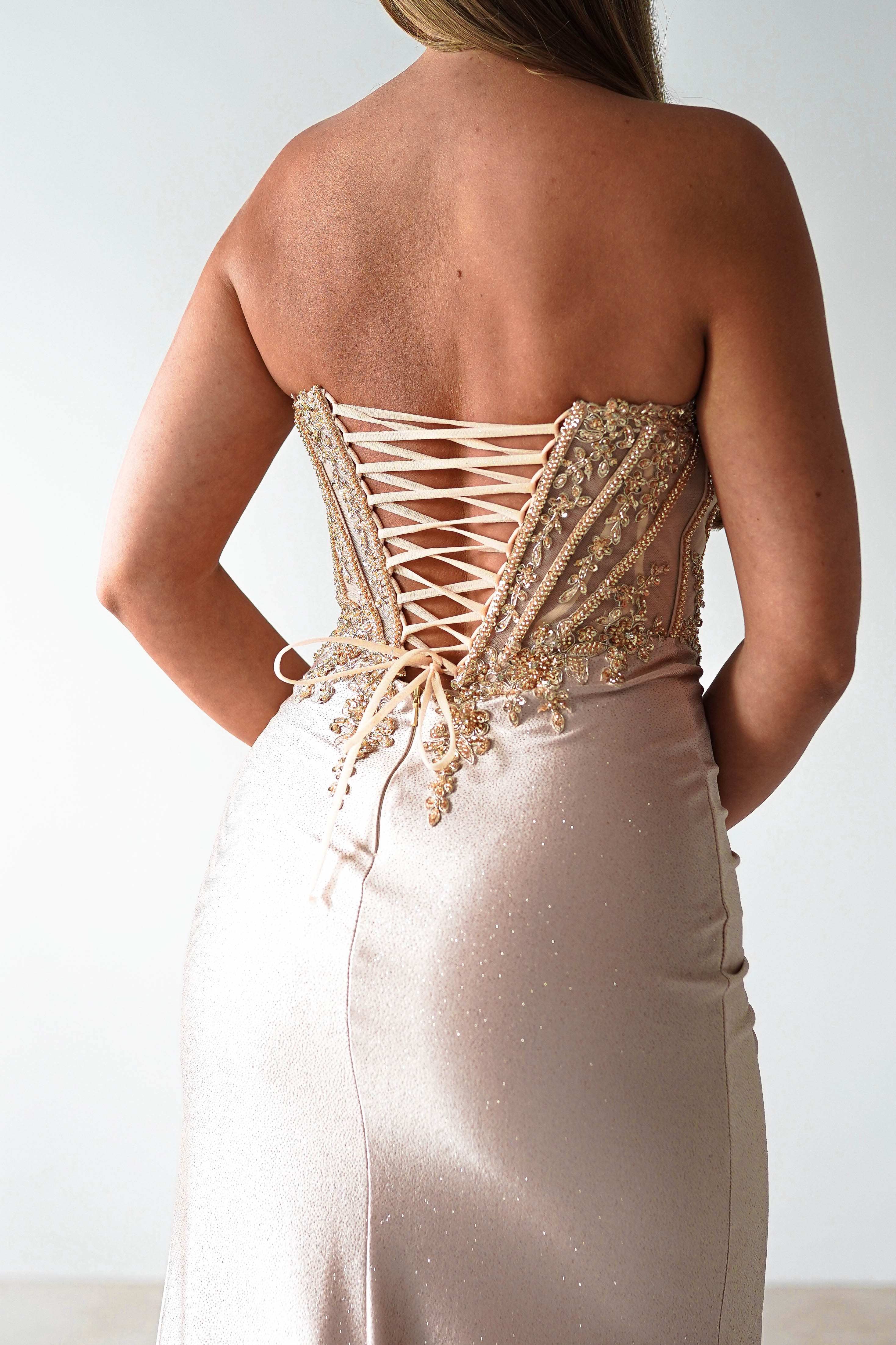Caspian Embellished Bodycon Gown | Gold | Debs & Prom | Formal Gown | Oh Hello Clothing