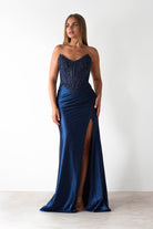 Caspian Embellished Bodycon Gown | Navy | Debs & Prom | Formal Gown | Oh Hello Clothing