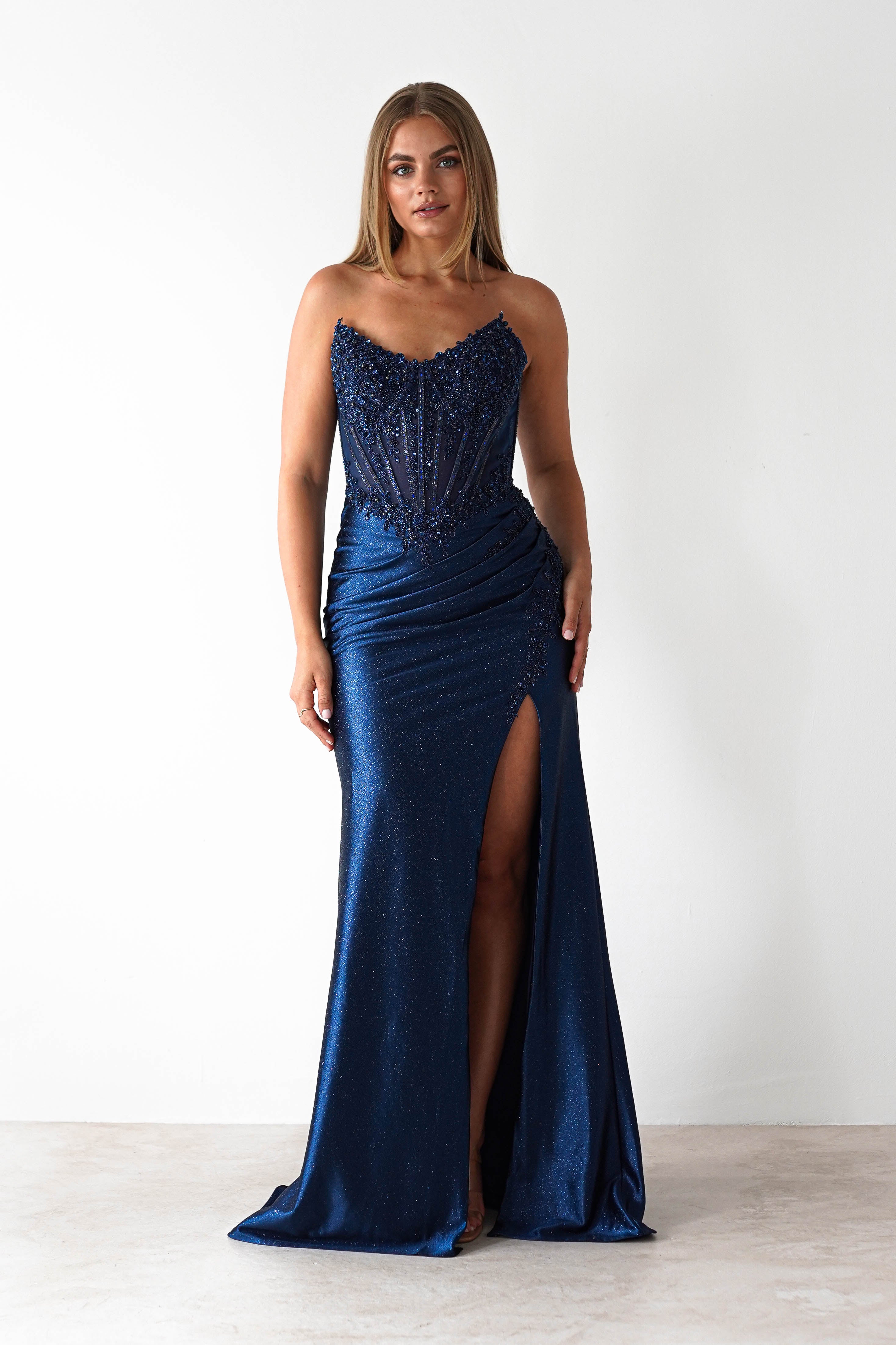Caspian Embellished Bodycon Gown | Navy | Debs & Prom | Formal Gown | Oh Hello Clothing
