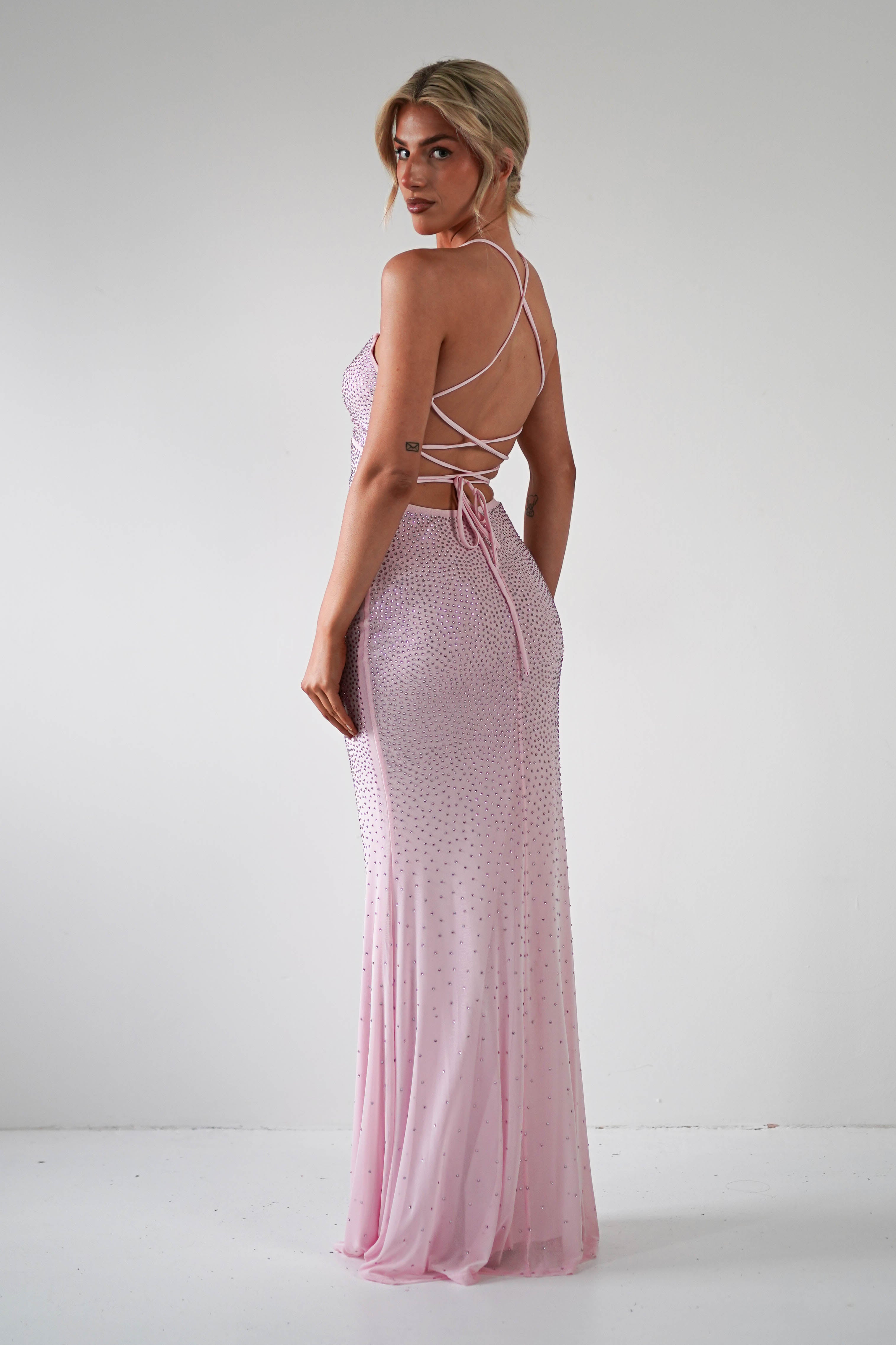 Cataleya Rhinestone Bodycon Gown | Pink | Debs & Prom | Formal Gown | Oh Hello Clothing
