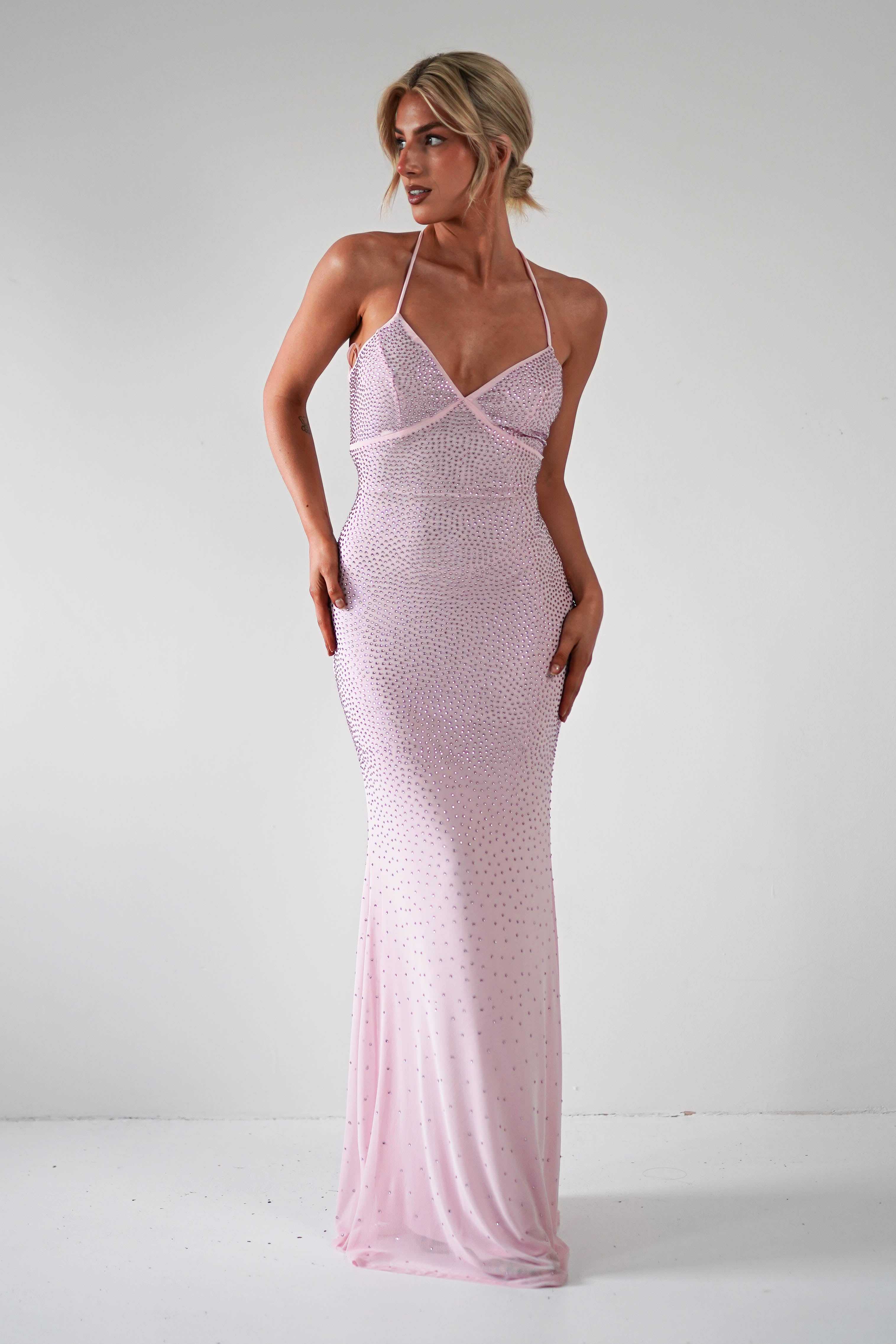 Cataleya Rhinestone Bodycon Gown | Pink | Debs & Prom | Formal Gown | Oh Hello Clothing
