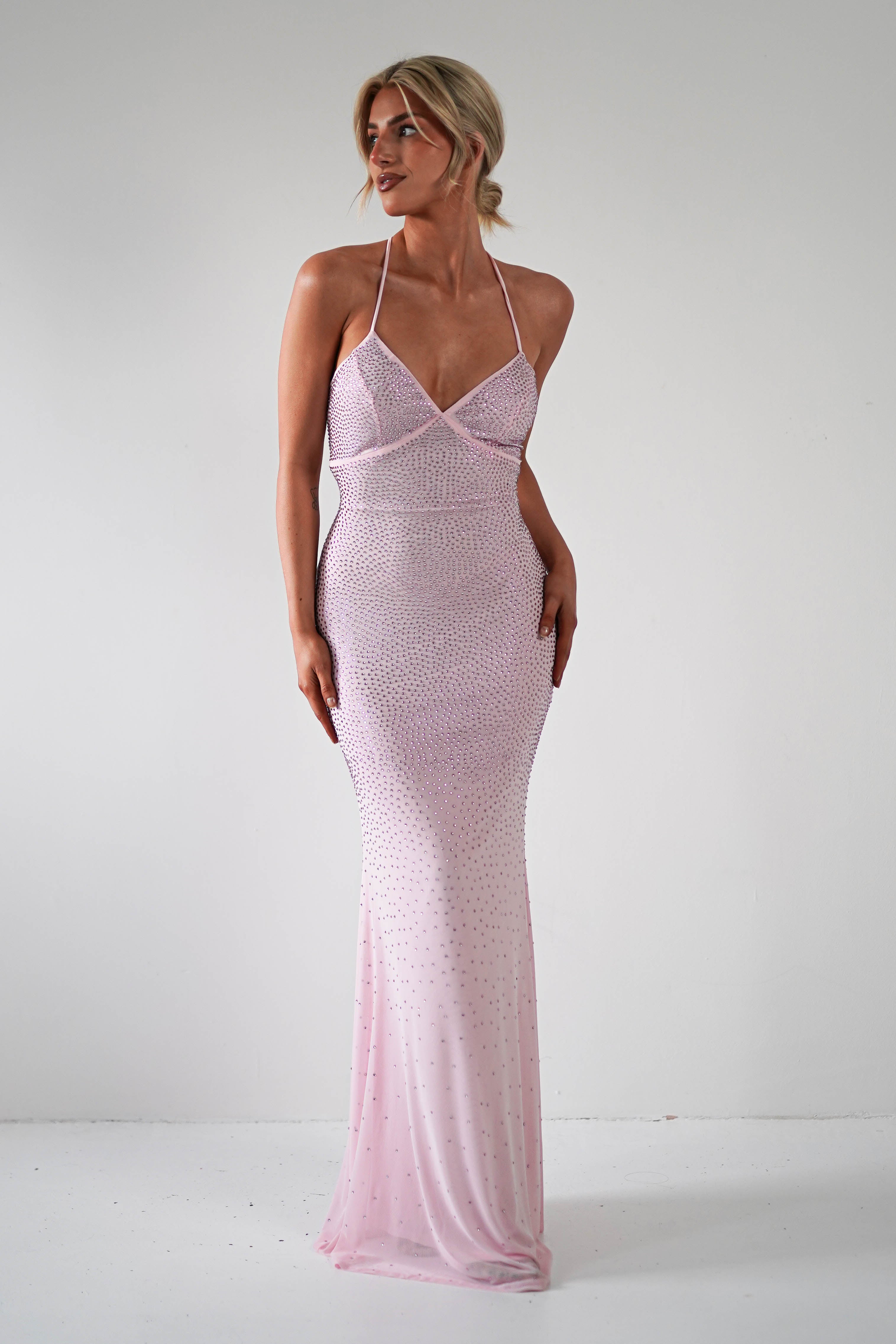Cataleya Rhinestone Bodycon Gown | Pink | Debs & Prom | Formal Gown | Oh Hello Clothing