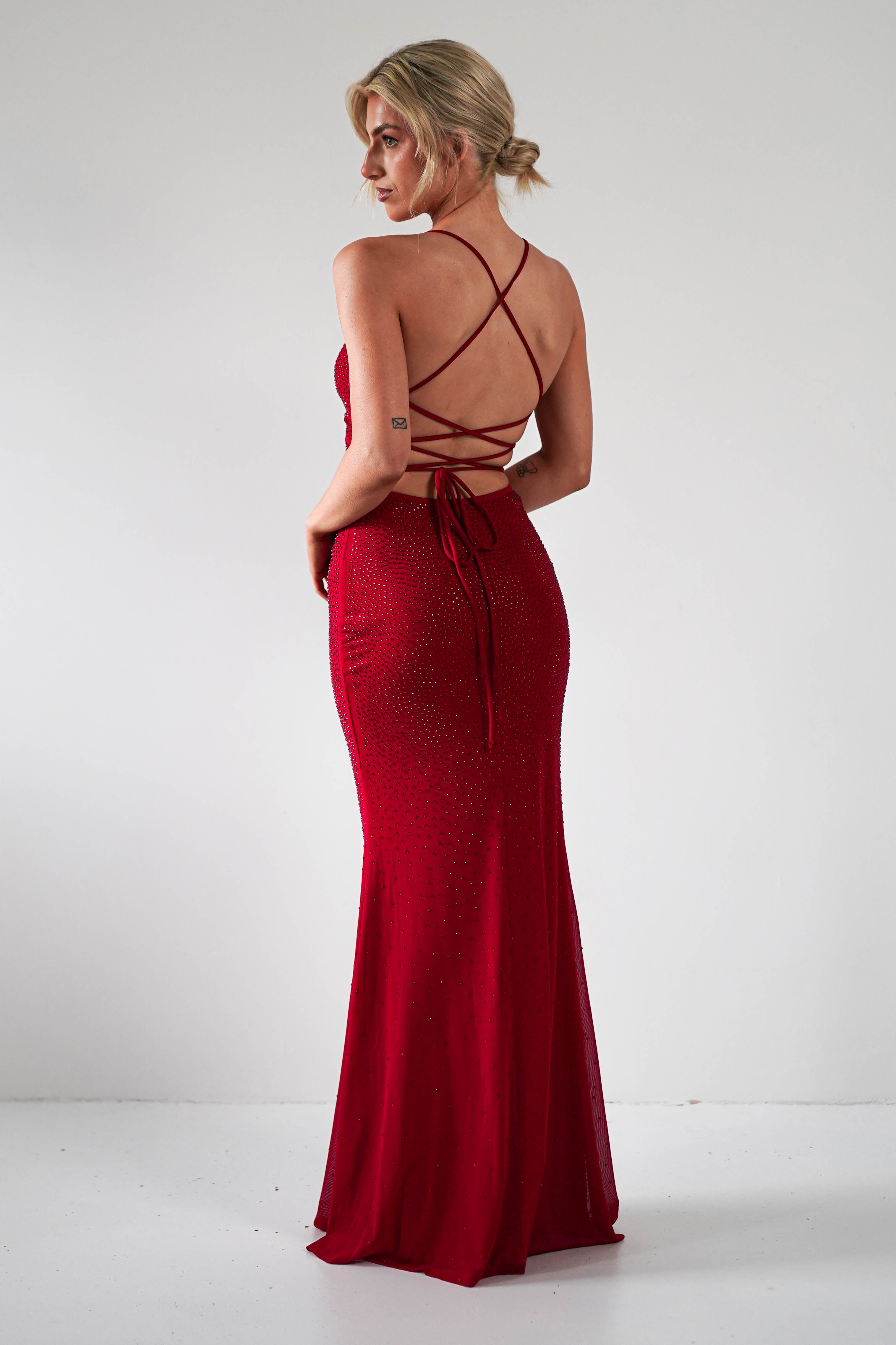 Cataleya Rhinestone Bodycon Gown | Red | Debs & Prom | Formal Gown | Oh Hello Clothing