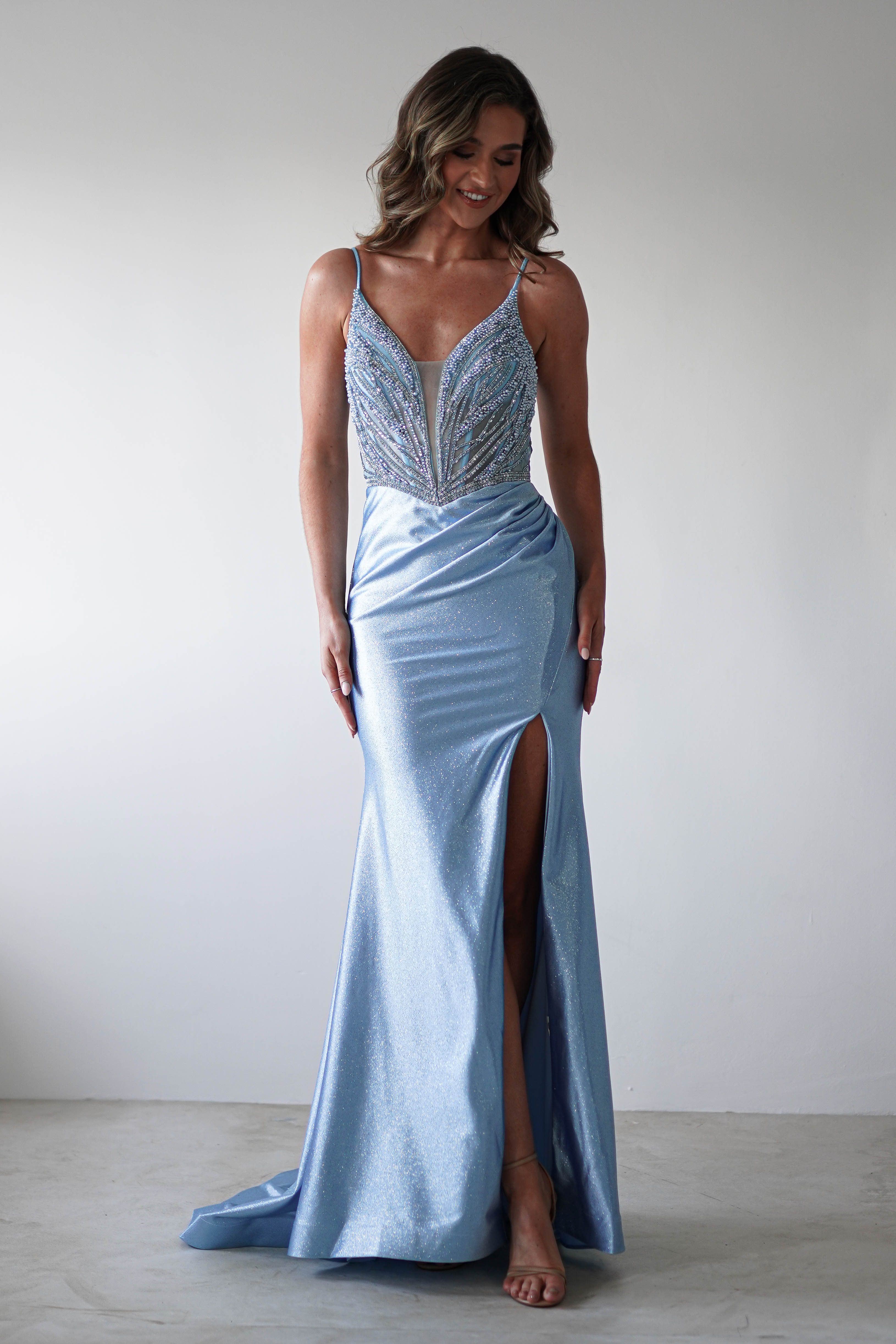 Tiah Glitter Embellished Gown | Blue | Debs & Prom | Formal Gown | Oh Hello Clothing