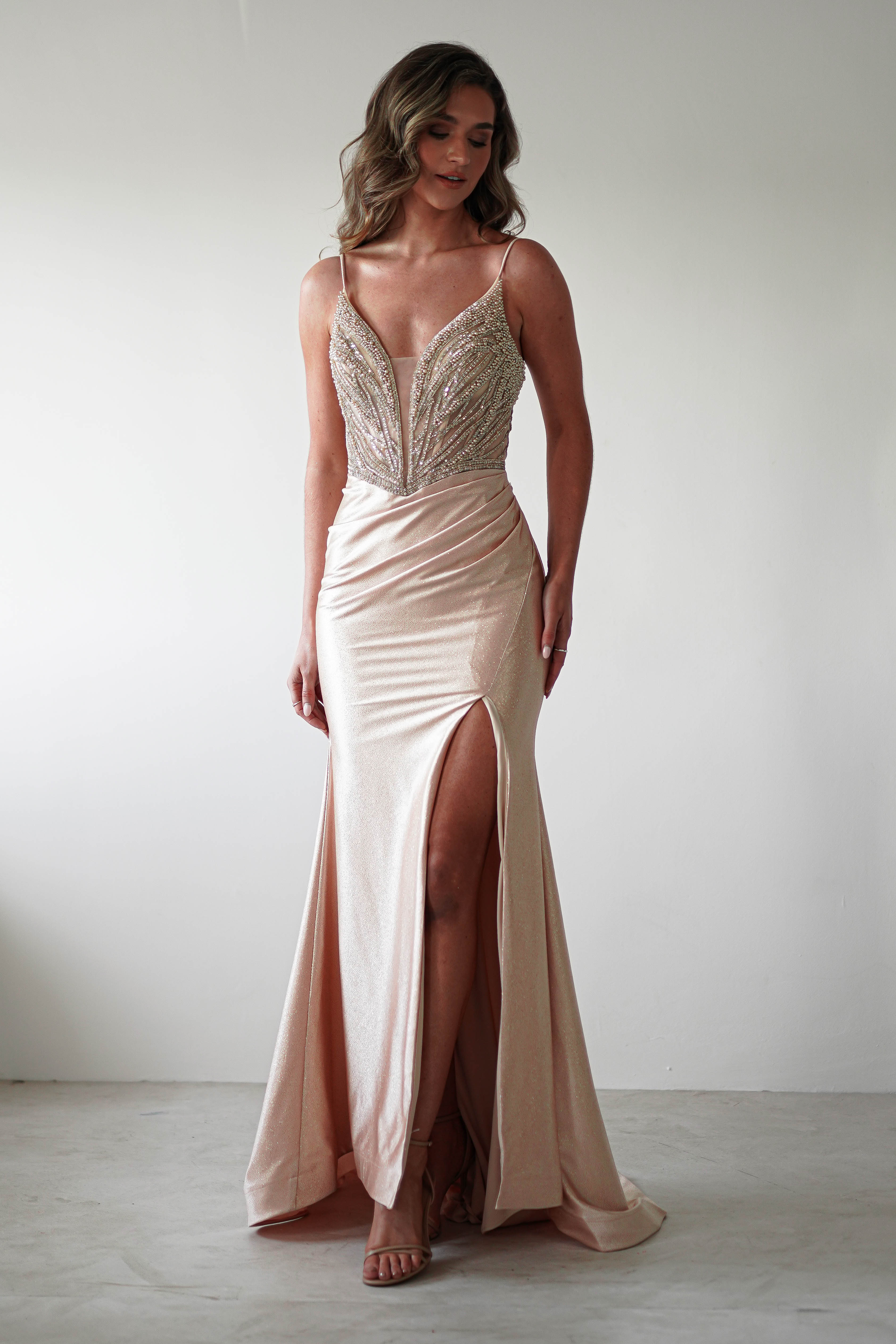 Tiah Glitter Embellished Gown | Gold | Debs & Prom | Formal Gown | Oh Hello Clothing