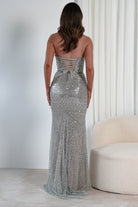 Blina Fully Beaded Strapless Gown | Silver | Debs & Prom | Formal Gown | Oh Hello Clothing