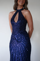 Santana Beaded Keyhole Gown | Midnight | Debs & Prom | Formal Gown | Oh Hello Clothing