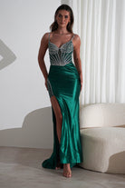Alexis Glitter Shimmer Gown | Emerald Green | Debs & Prom | Formal Gown | Oh Hello Clothing