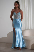 Alexis Glitter Shimmer Gown | Light Blue | Debs & Prom | Formal Gown | Oh Hello Clothing