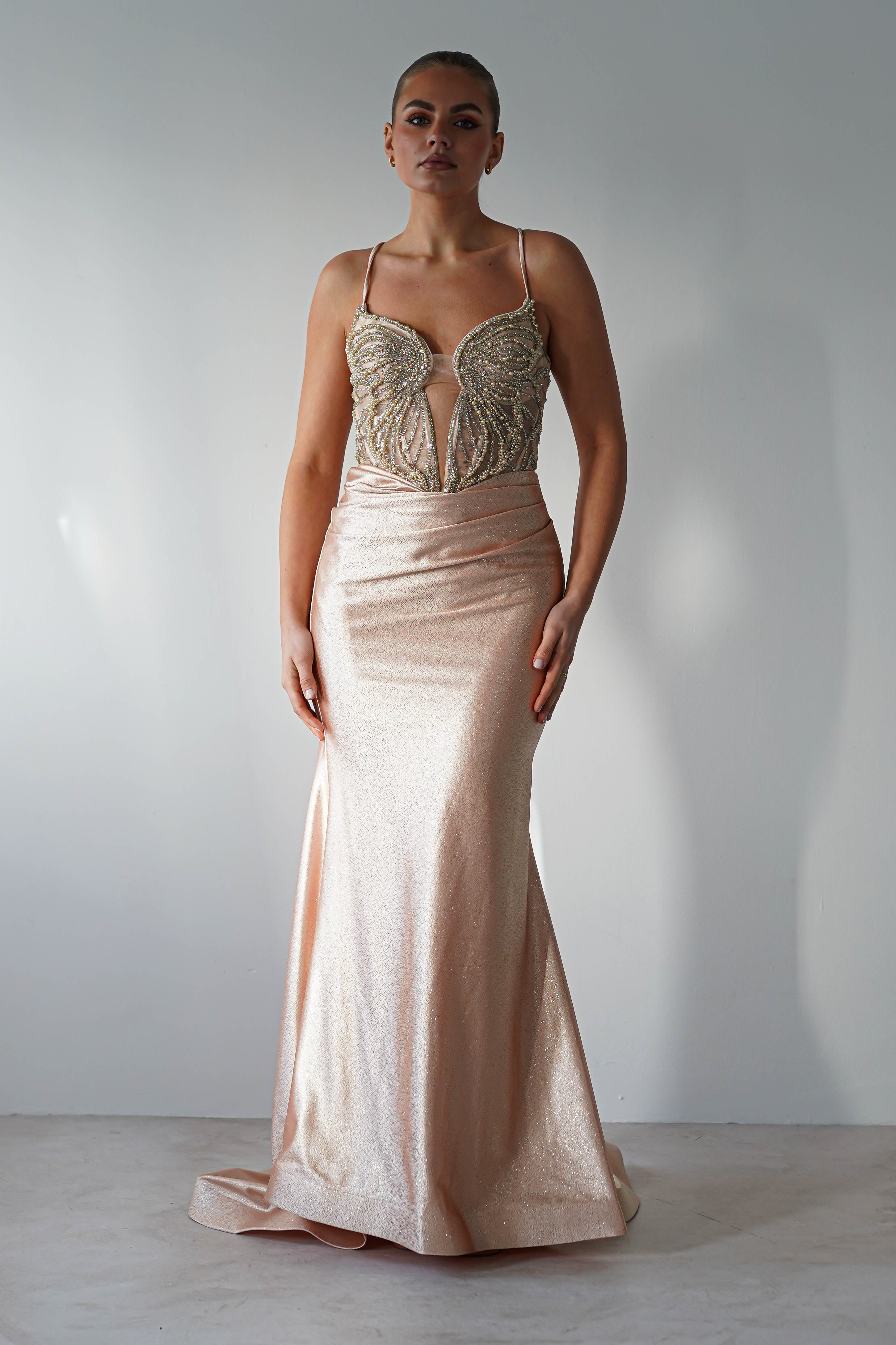 The Butterfly Embellished Bodycon Gown | Gold | Debs & Prom | Formal Gown | Oh Hello Clothing