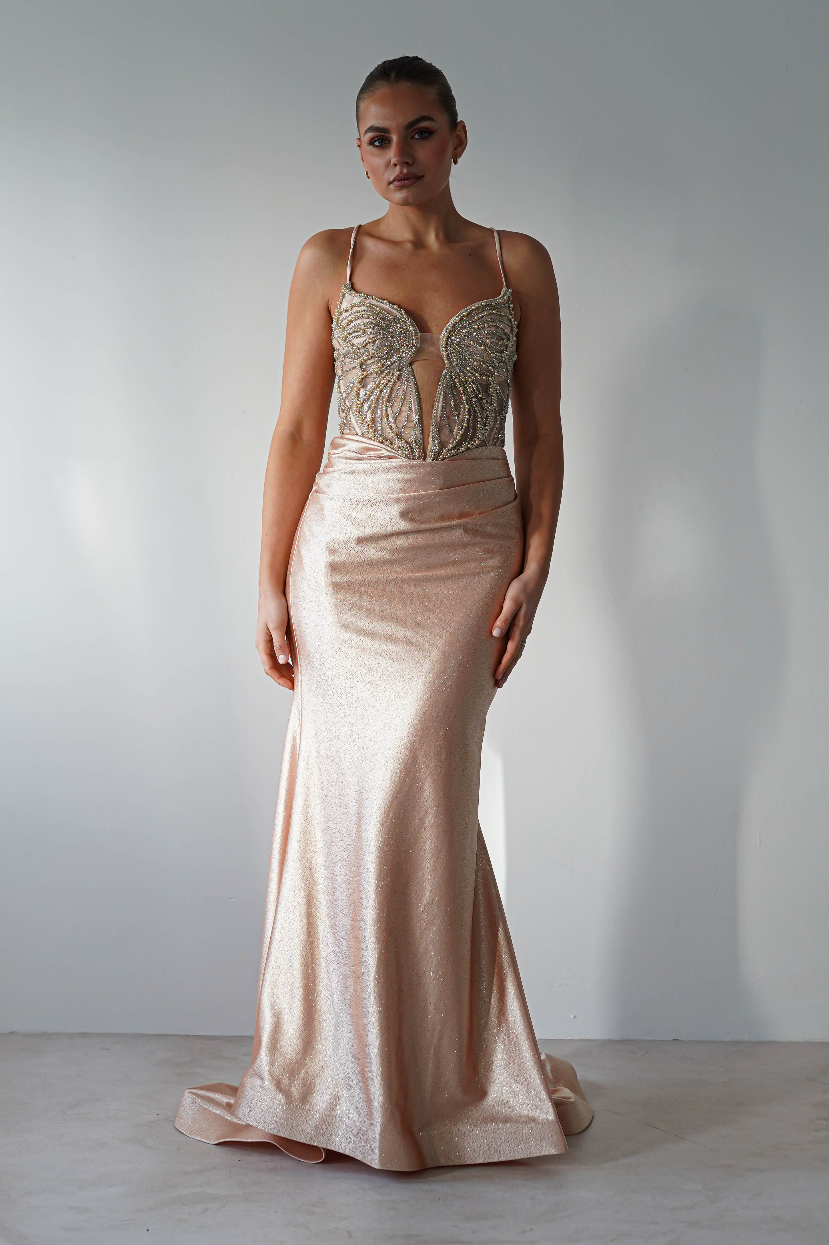 The Butterfly Embellished Bodycon Gown | Gold | Debs & Prom | Formal Gown | Oh Hello Clothing