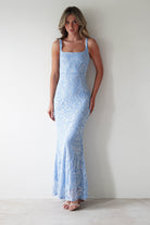 Halo Square Neck Sequin Maxi Gown | Blue | Debs & Prom | Formal Gown | Oh Hello Clothing