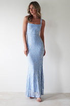 Halo Square Neck Sequin Maxi Gown | Blue | Debs & Prom | Formal Gown | Oh Hello Clothing
