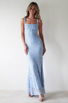 Halo Square Neck Sequin Maxi Gown | Blue | Debs & Prom | Formal Gown | Oh Hello Clothing