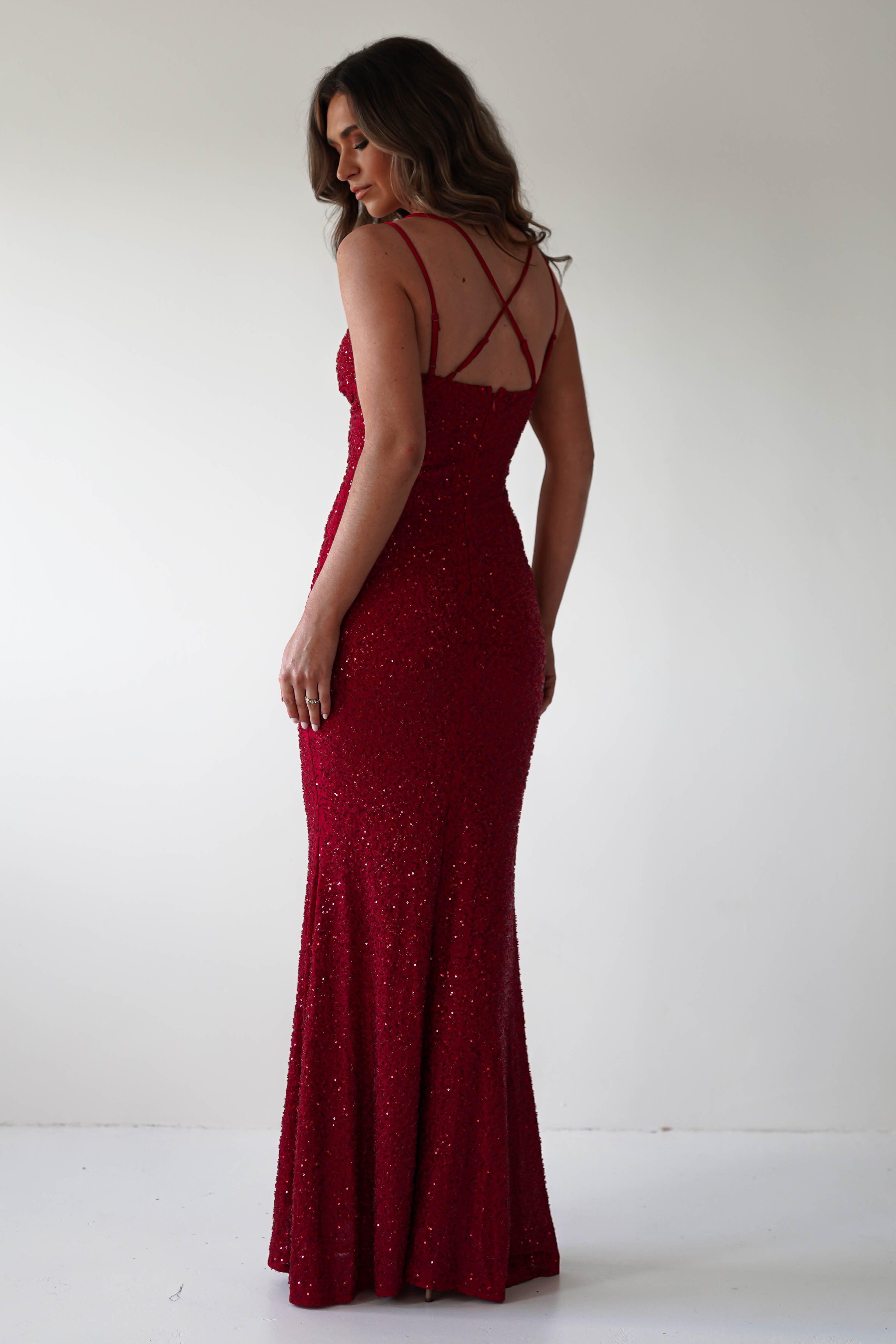 Nina Beaded Bodycon Gown | Red | Debs & Prom | Formal Gown | Oh Hello Clothing