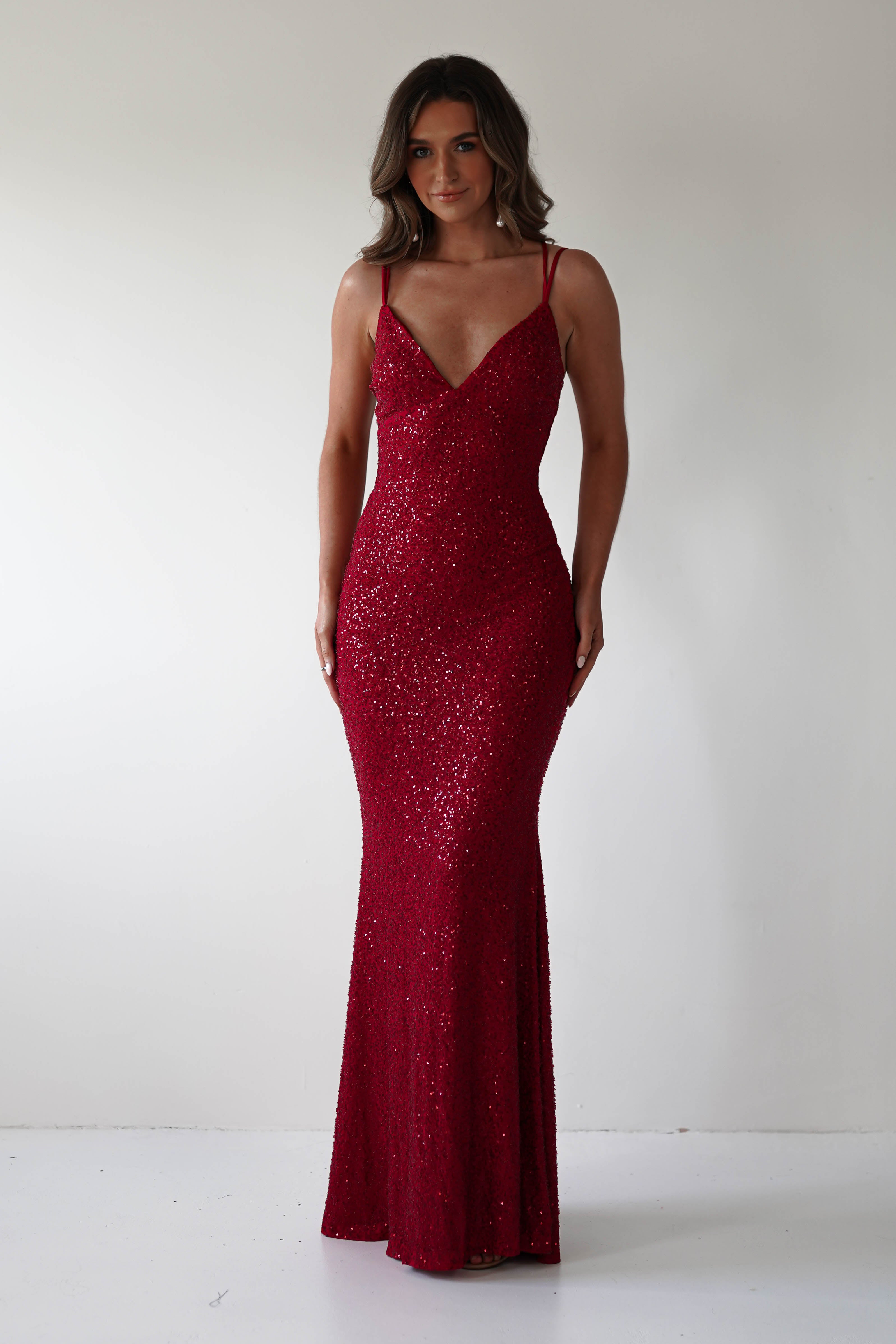 Nina Beaded Bodycon Gown | Red | Debs & Prom | Formal Gown | Oh Hello Clothing