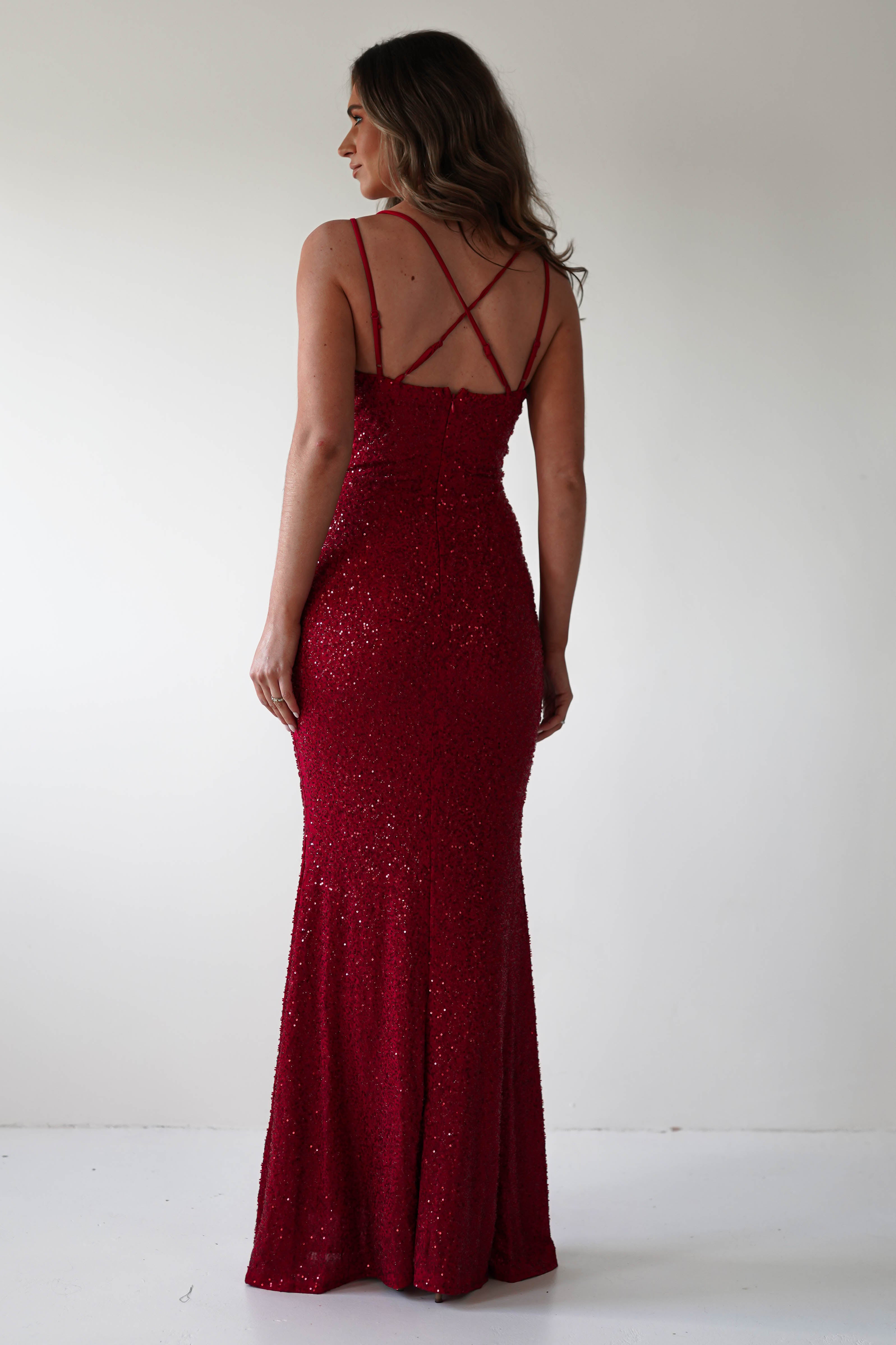 Nina Beaded Bodycon Gown | Red | Debs & Prom | Formal Gown | Oh Hello Clothing