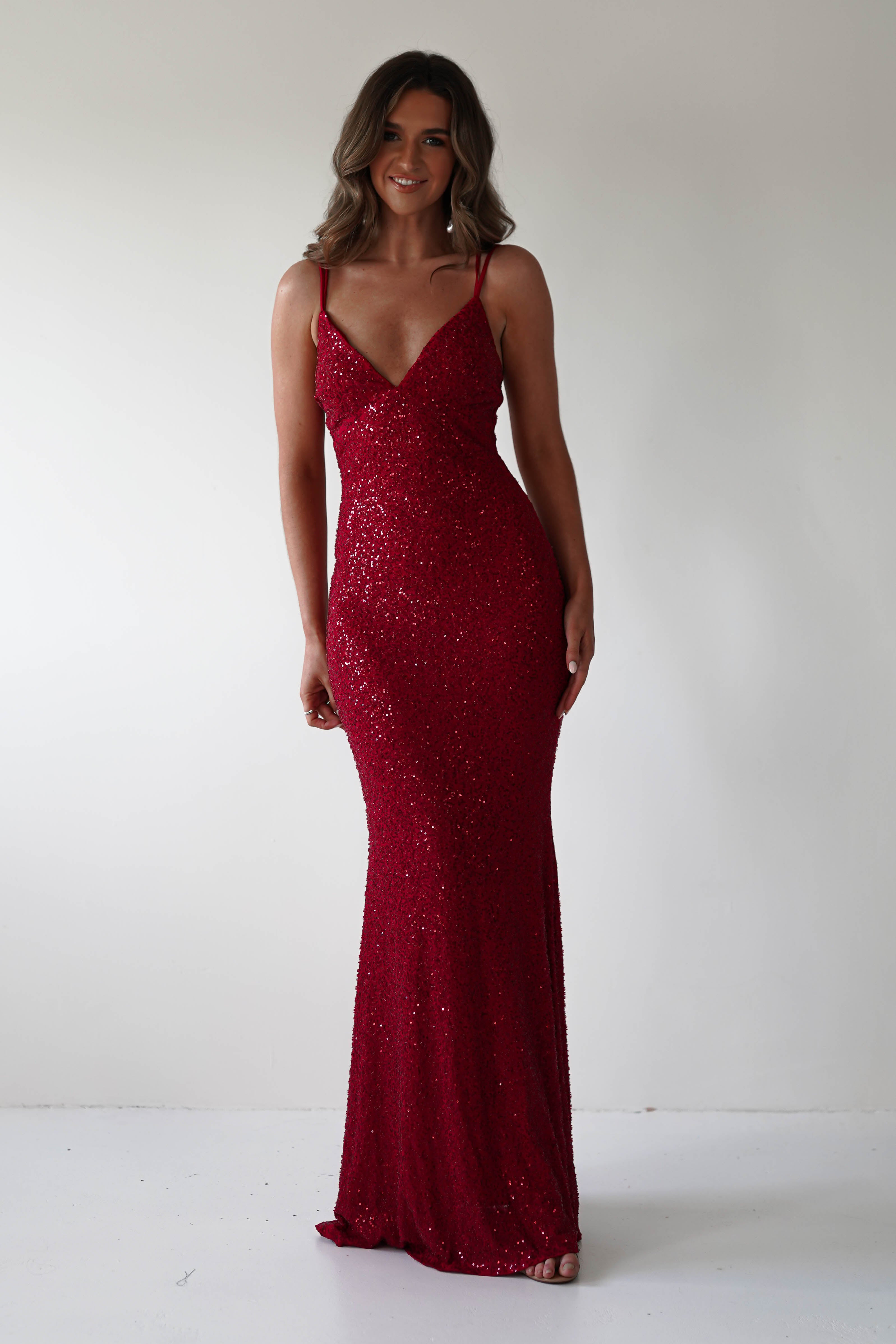 Nina Beaded Bodycon Gown | Red | Debs & Prom | Formal Gown | Oh Hello Clothing