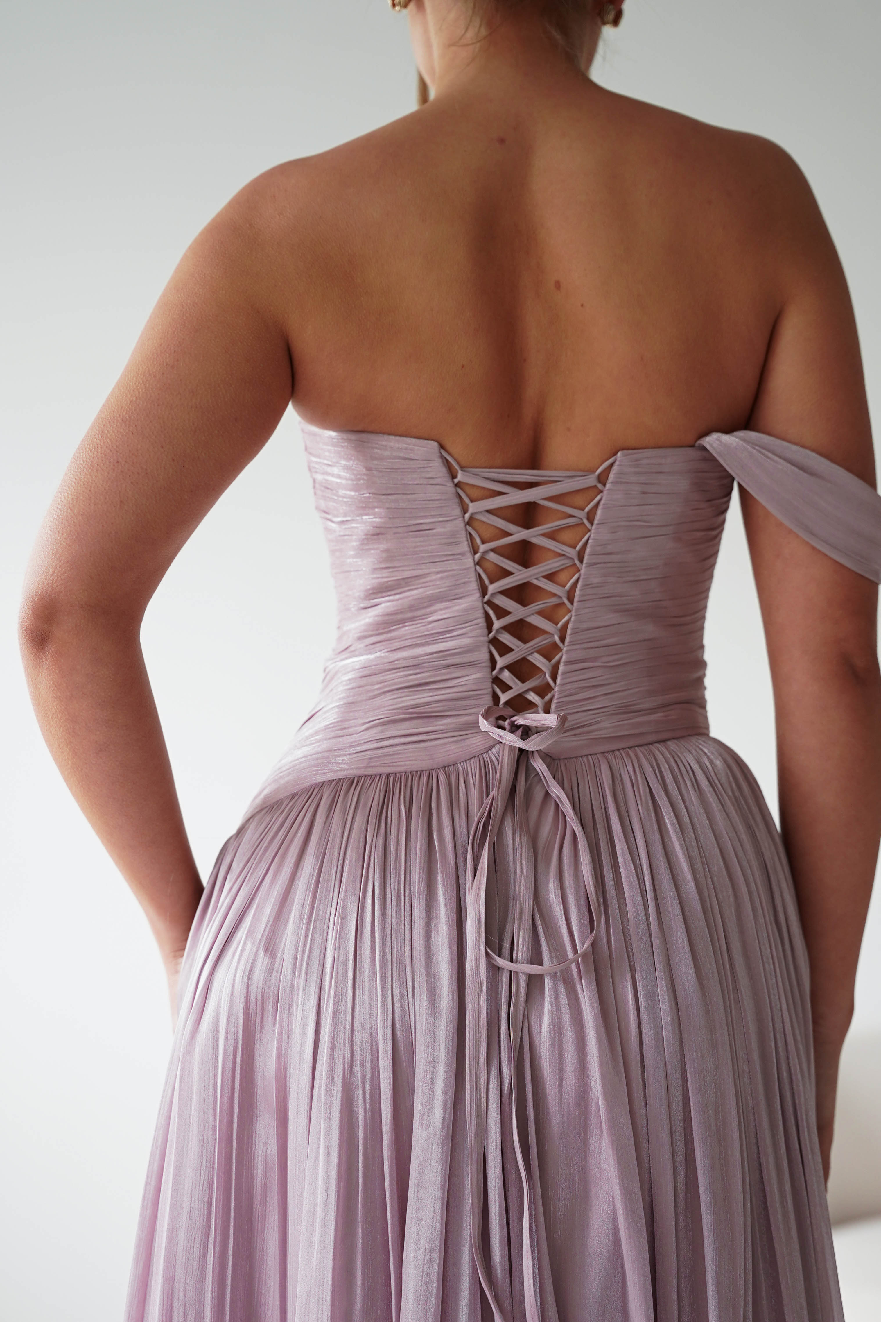 Oh Hello Clothing Women > Clothing > Dresses 1* DONE -CD409- Mauve One-Shoulder Pleated Maxi Dress with Slit